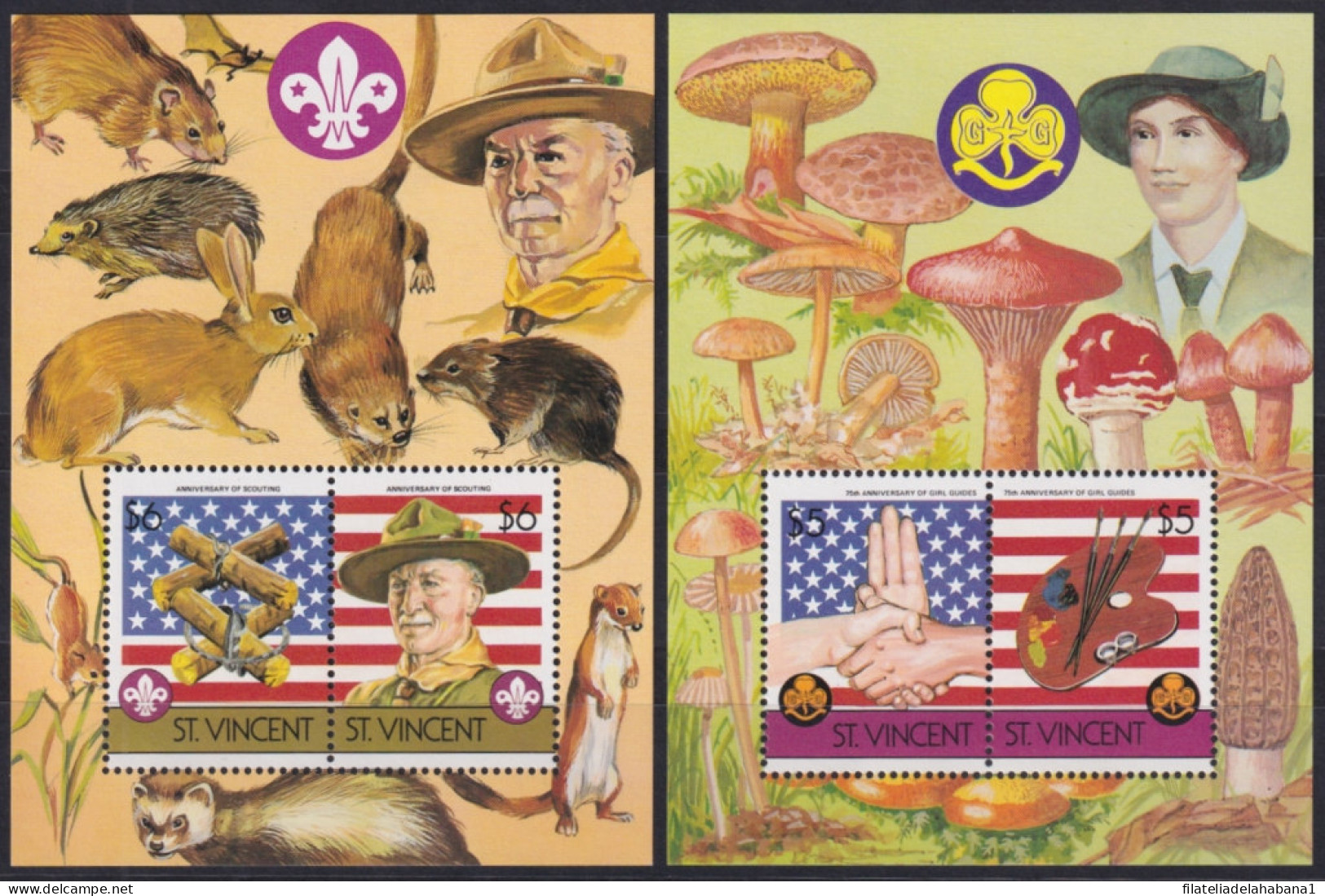 F-EX46973 ST VINCENT MNH 1986 BOYS SCOUTS GIRL GUIDES MUSHROOM RABIT MOUSE.  - Nuevos