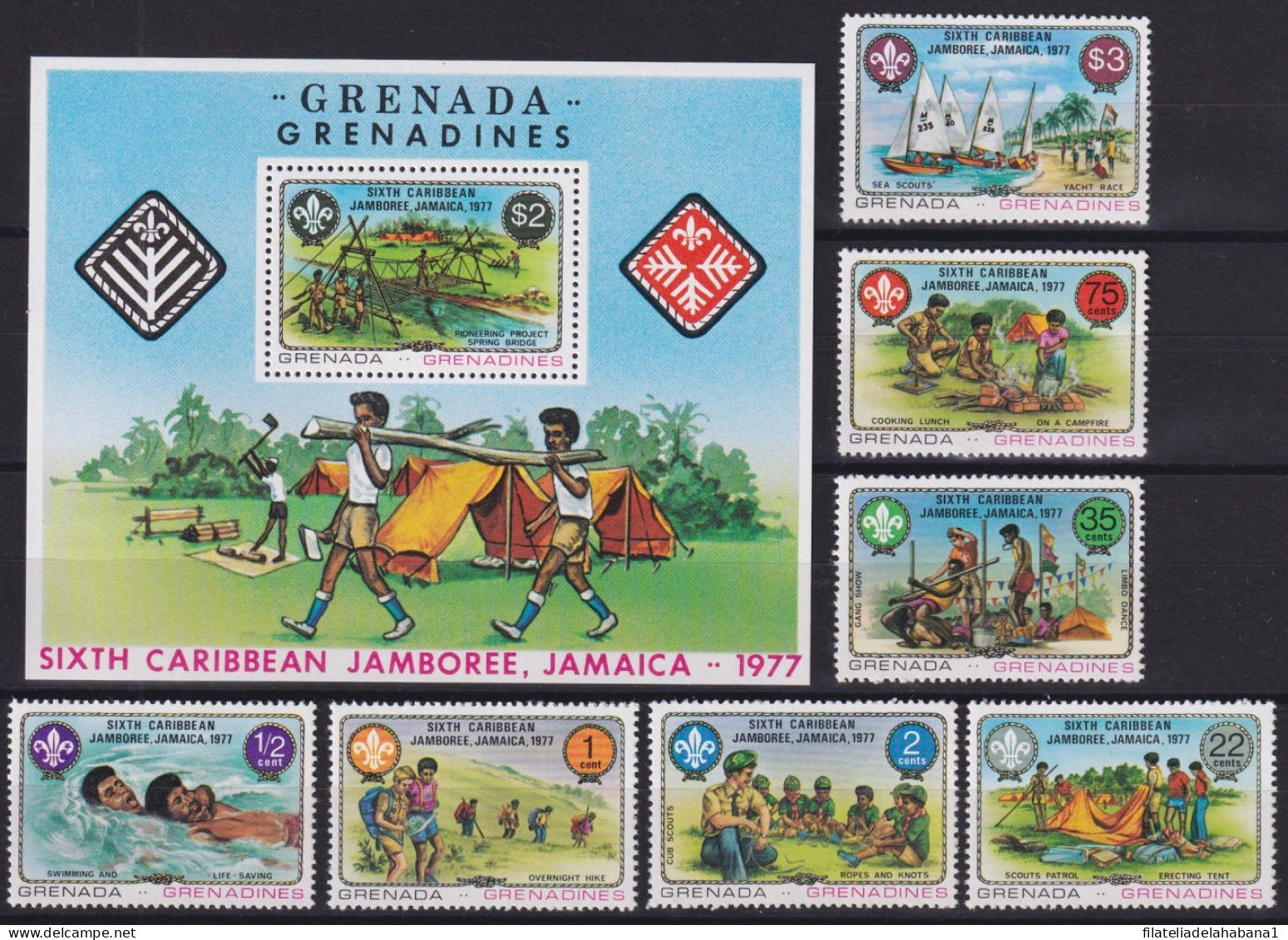 F-EX47956 GRENADA & GRENADINES MNH 1977 BOYS SCOUTS CAMP CARIBBEAN JAMBOREE.  - Nuevos