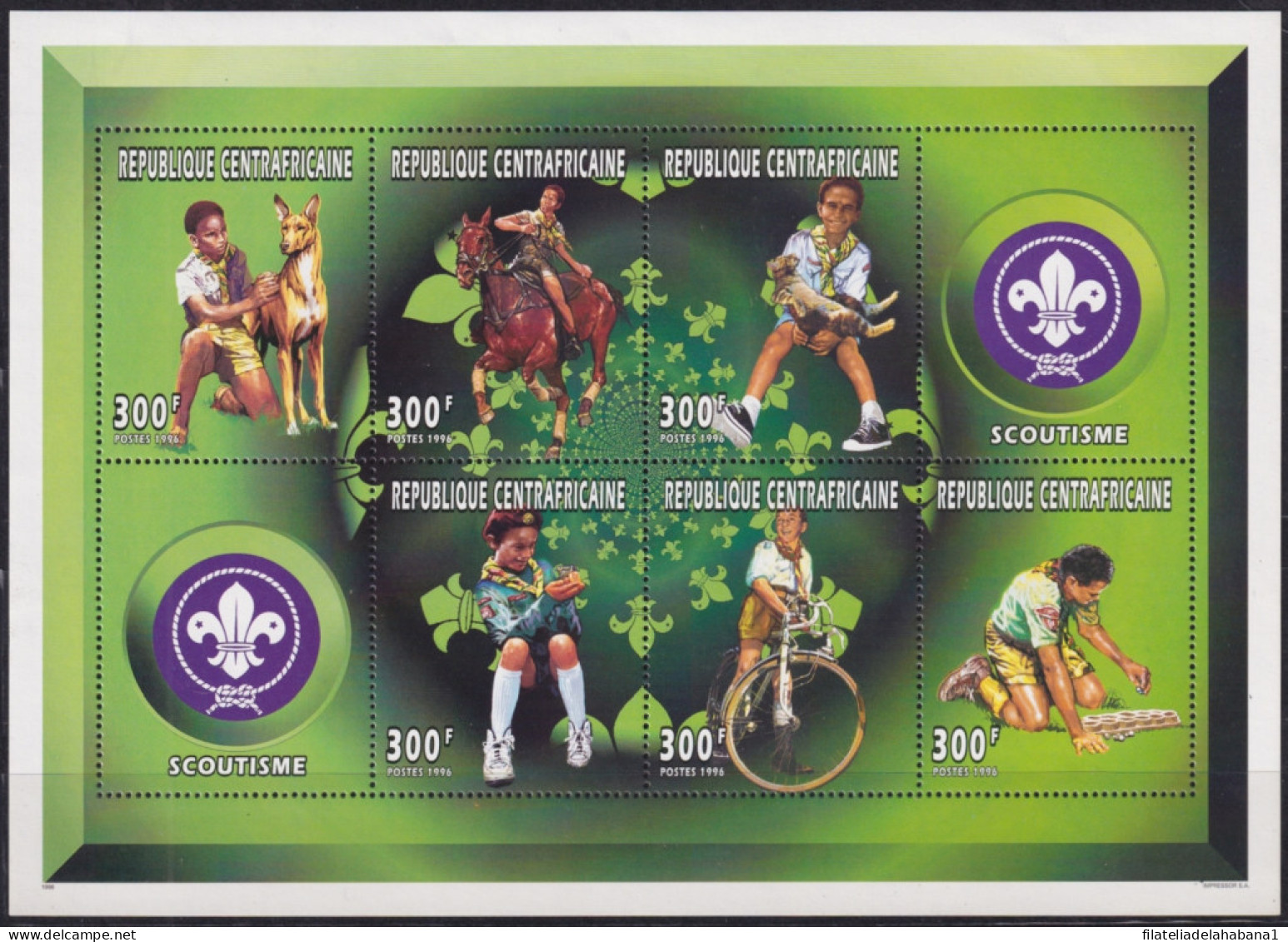 F-EX47969 CENTRAL AFRICA MNH 1996 BOYS SCOUTS JAMBOREE HORSE.  - Nuevos
