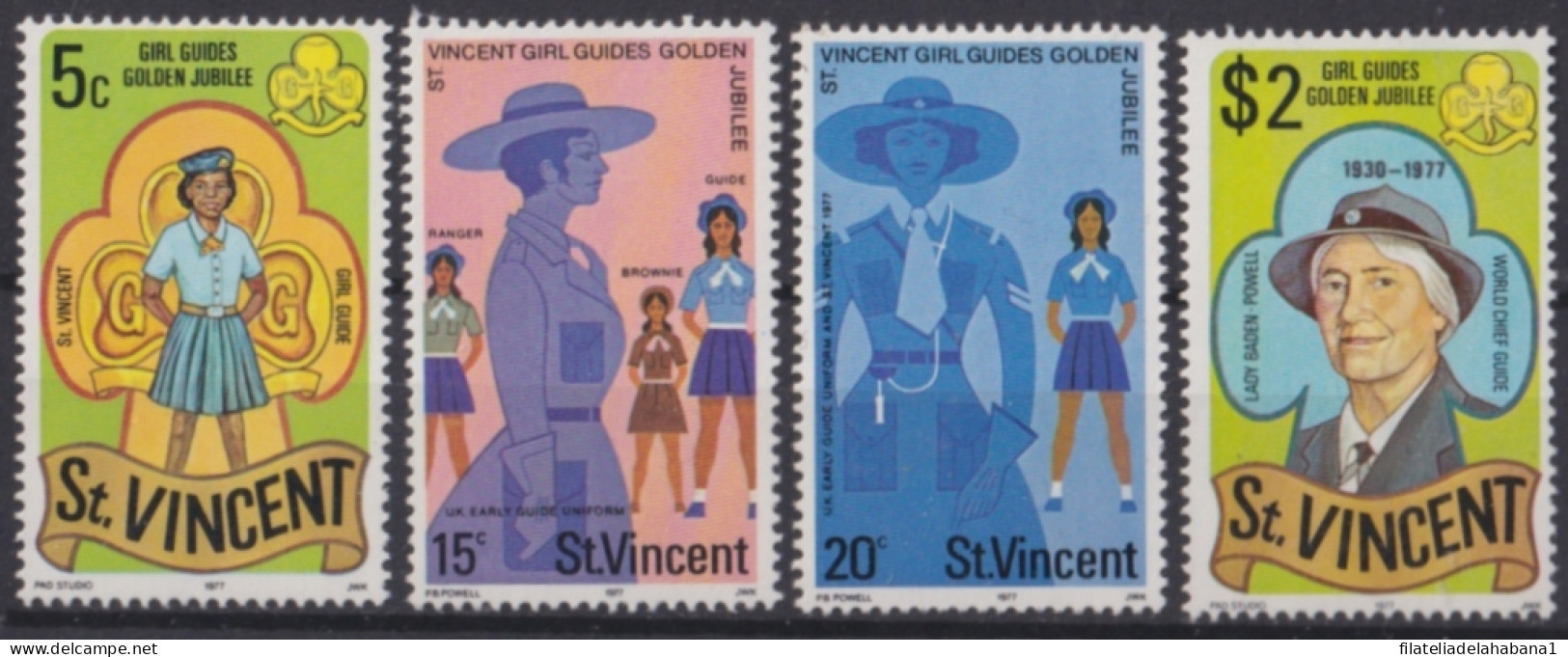 F-EX48322 ST VINCENT MNH 1977 MNH BOYS SCOUTS 50º ANNIV OF GIRL GUIDE.  - Unused Stamps