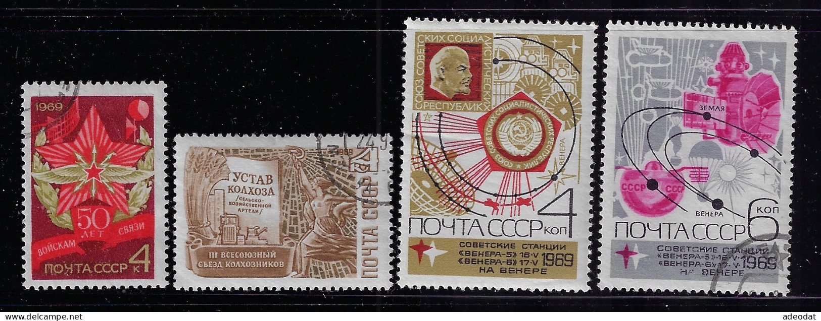 RUSSIA  1969 SCOTT #3659,3661,3667,3668 USED - Oblitérés