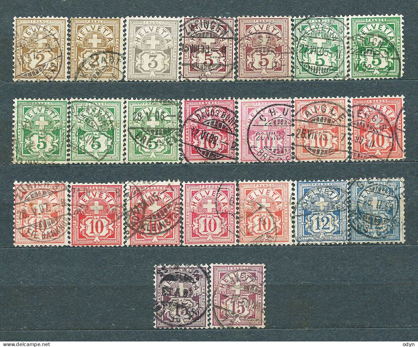 Switzerland, 1882, Lot Of 23 Stamps  From Set MiNr 50-57 - Used - Gebraucht