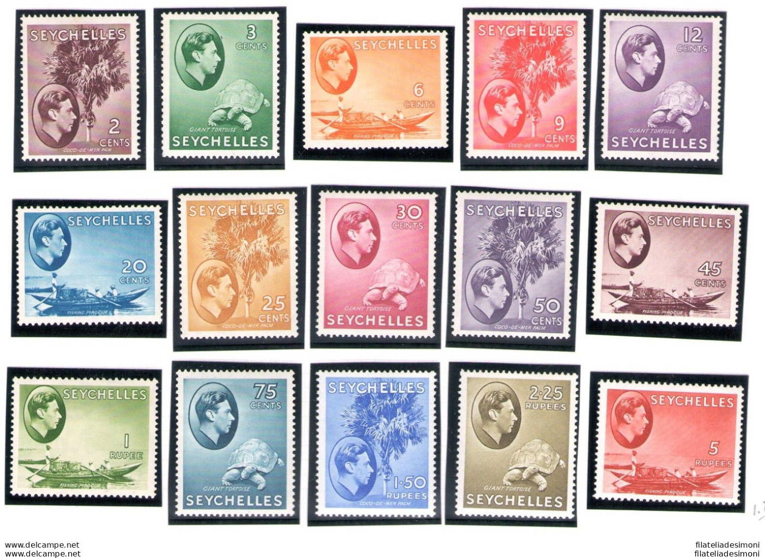 1938 SEYCHELLES Giorgio VI° Set Of 15 SG N° 135/149 ML* - Other & Unclassified