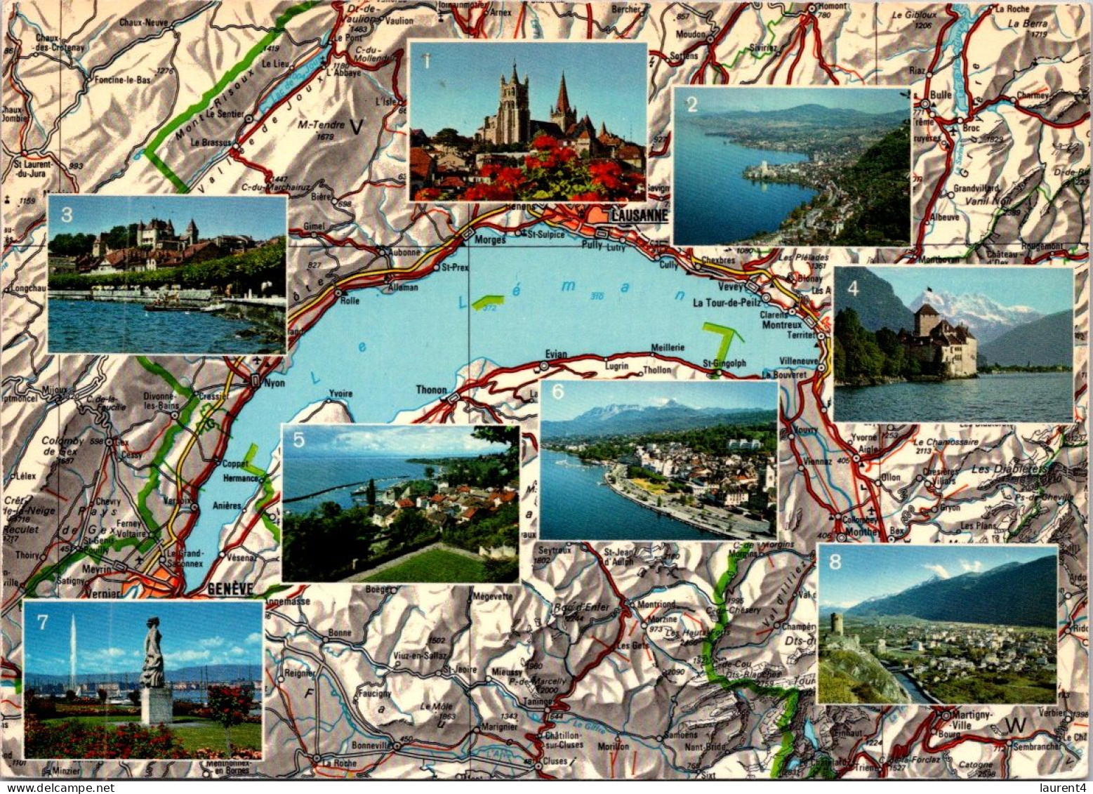 24-3-2024 (3 Y 51)  Map Of Lac Léman (posted From Switzerland To France 1980 ?) - Carte Geografiche