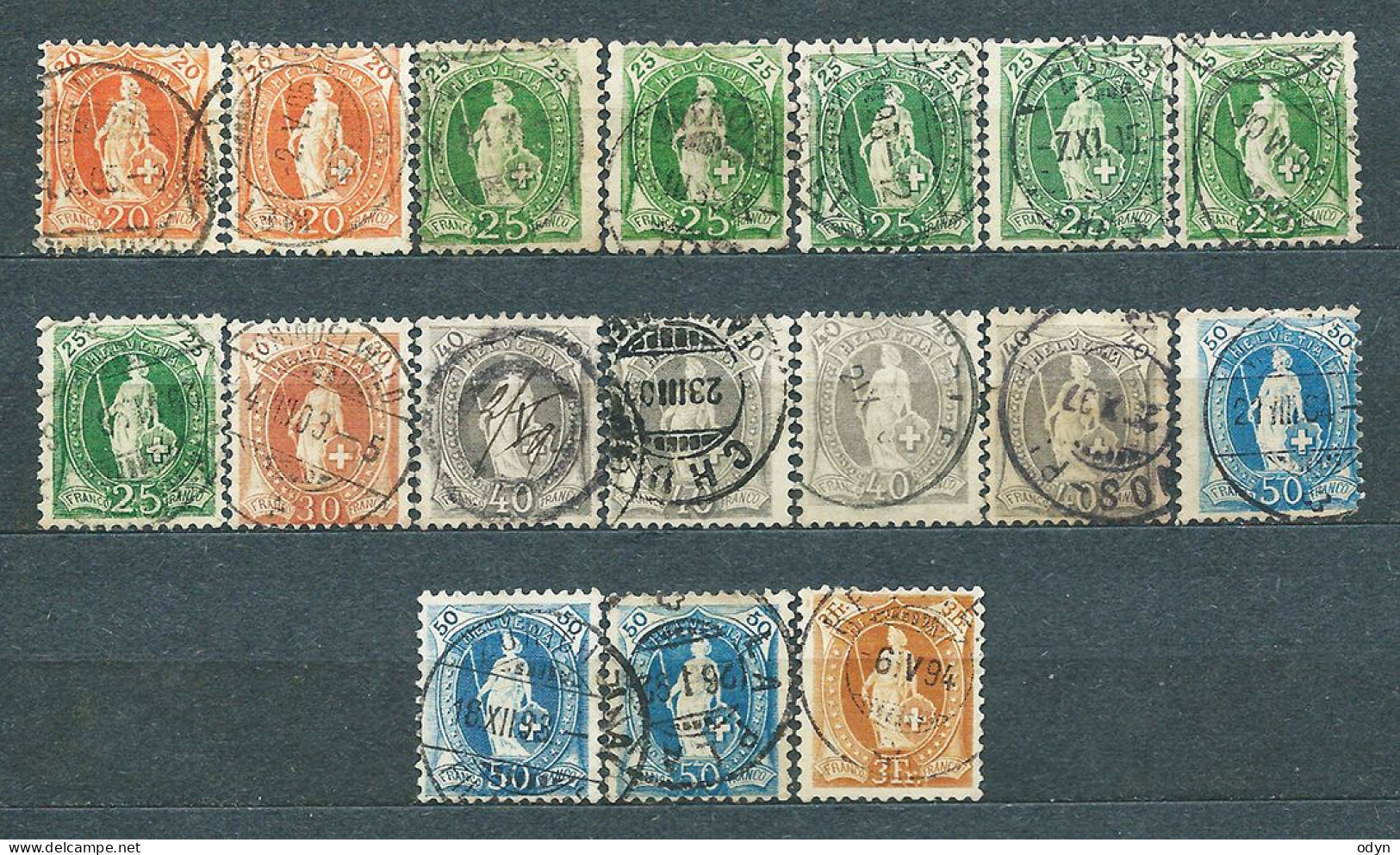 Switzerland, 1882, Lot Of 17 Stamps From Set MiNr 58-64:- Used - See Description - Gebraucht