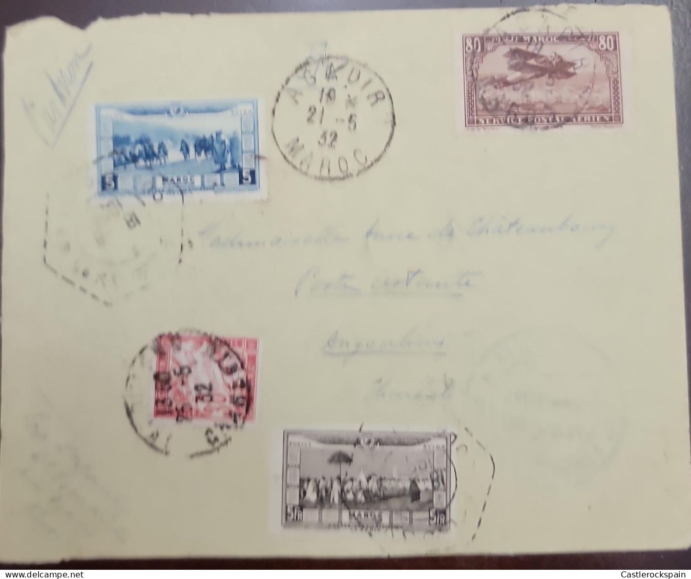 O) 1932 MOROCCO,  AGADIR, AIRPLANE, CIRCULATED COVER, FRONT LETTER, XF - Maroc (1956-...)