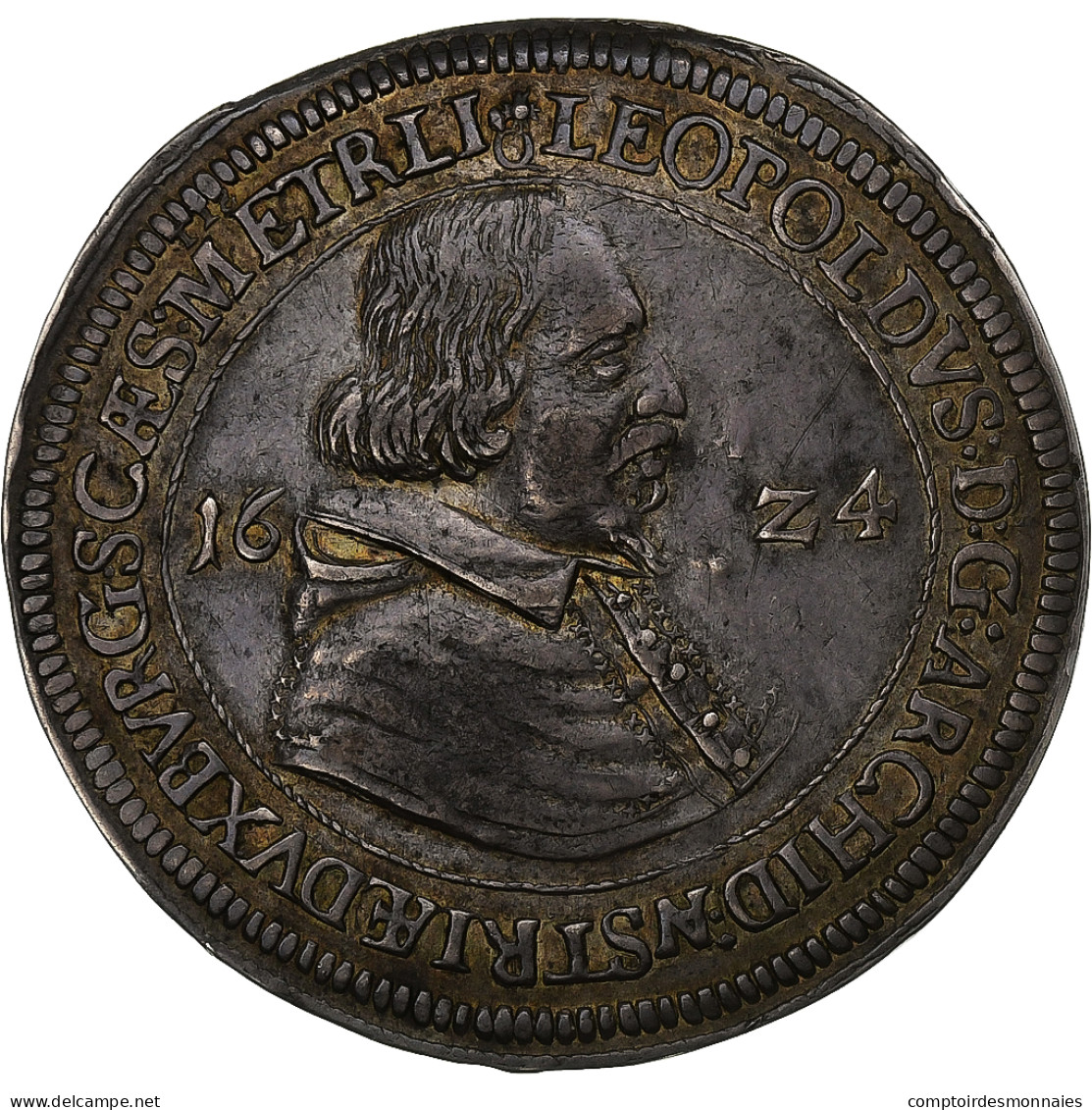 Comté Du Tyrol, Léopold V, Thaler, 1624, Hall, Argent, TTB+ - Taler Et Doppeltaler