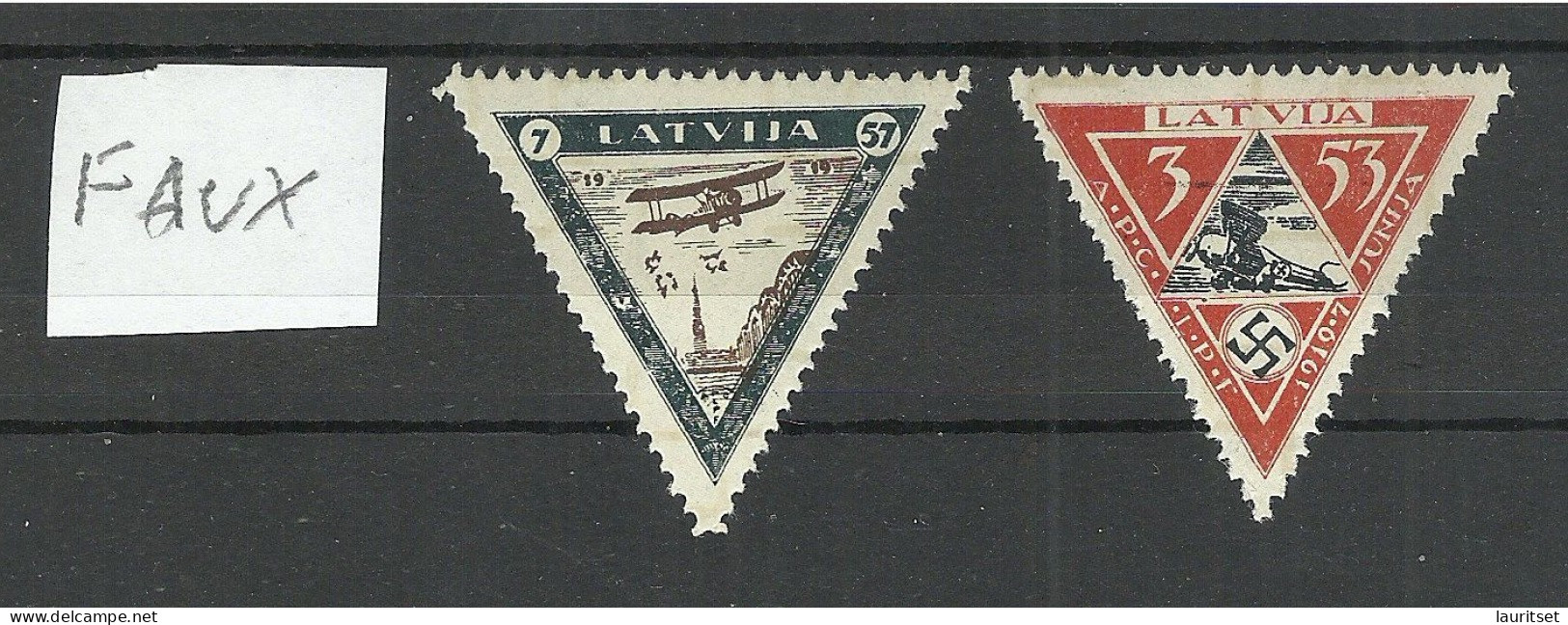 FAUX LETTLAND Latvia 1933 Michel 225 - 226 A MNH Fake Alte Fälschungen Signed - Lettonie