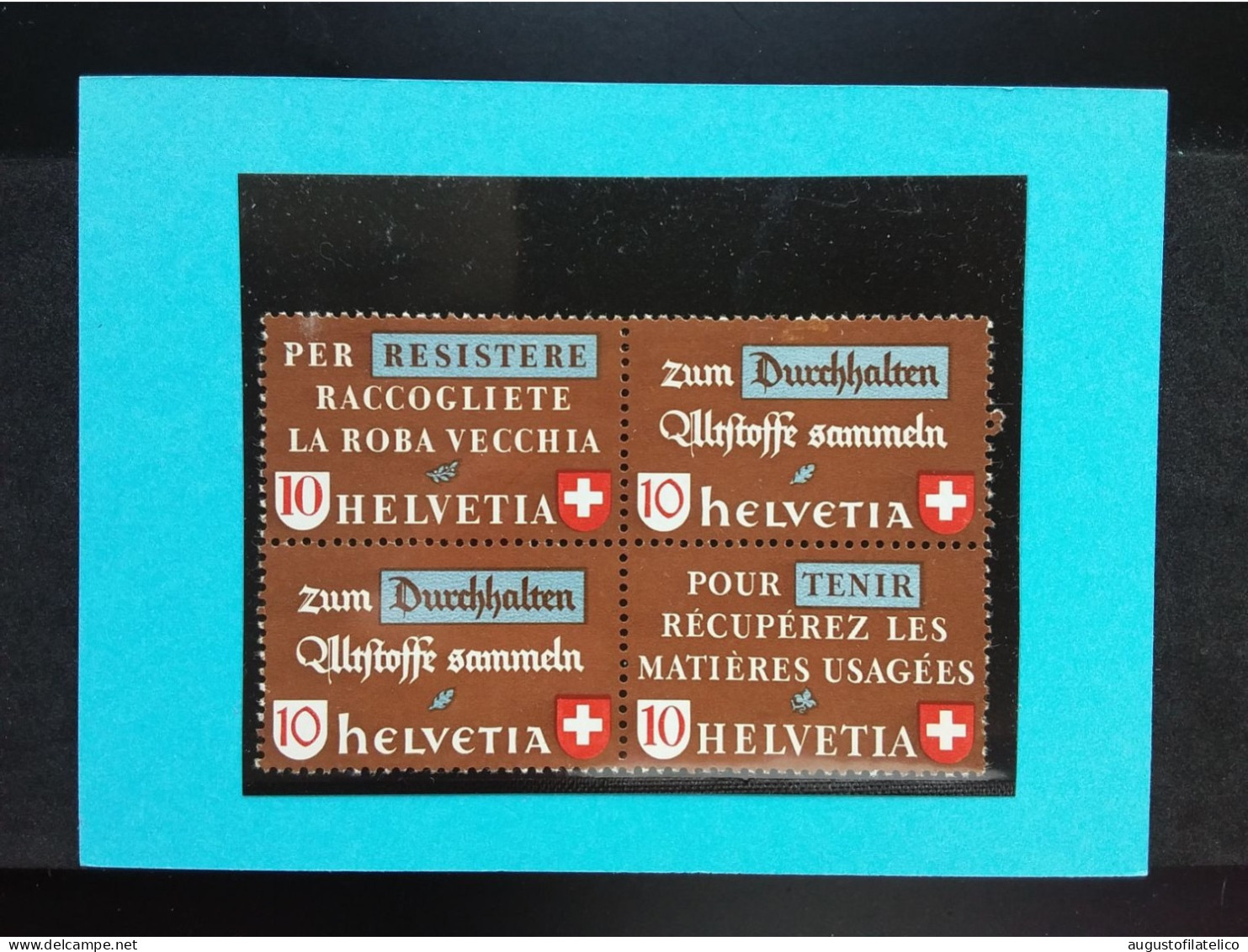 SVIZZERA 1945 - Raccogliete Materie Usate - Blocco Di 4 - Nuovo * + Spese Postali - Unused Stamps