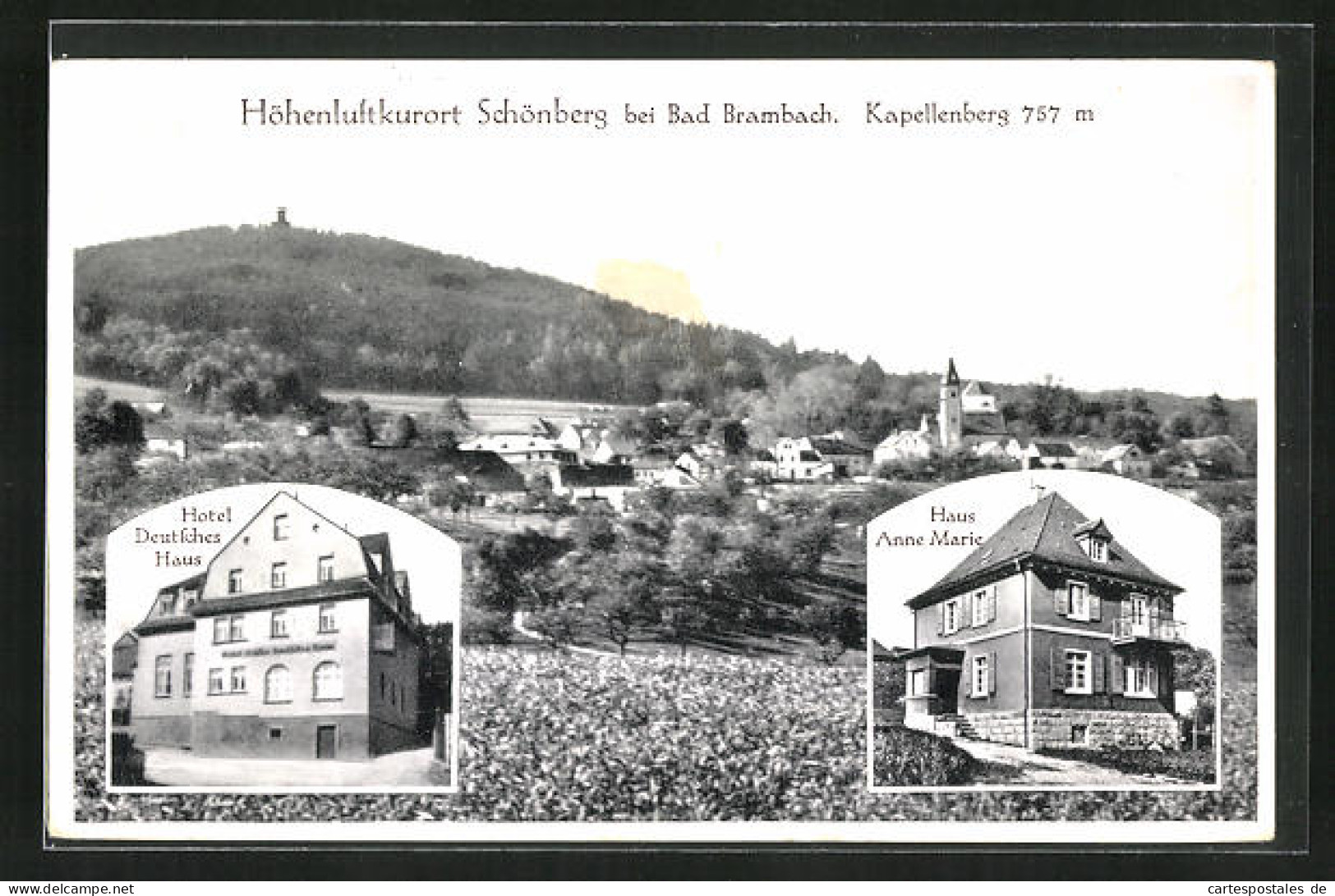 AK Schönberg B. Bad Brambach, Kappellenberg, Haus Anne Marie, Hotel Deutsches Haus  - Bad Brambach