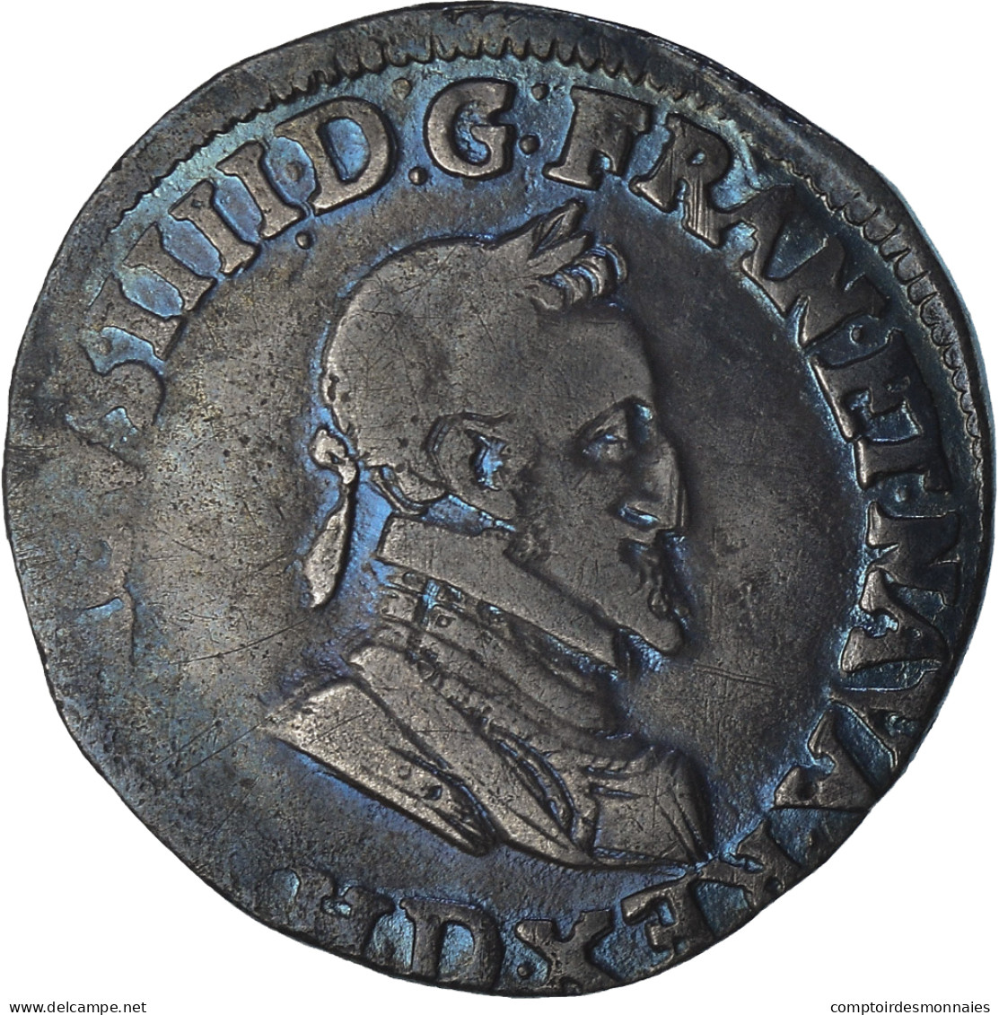 France, Henri IV, 1/2 Franc, 159[?], Lyon, TB+, Argent, Gadoury:590 - 1589-1610 Hendrik IV