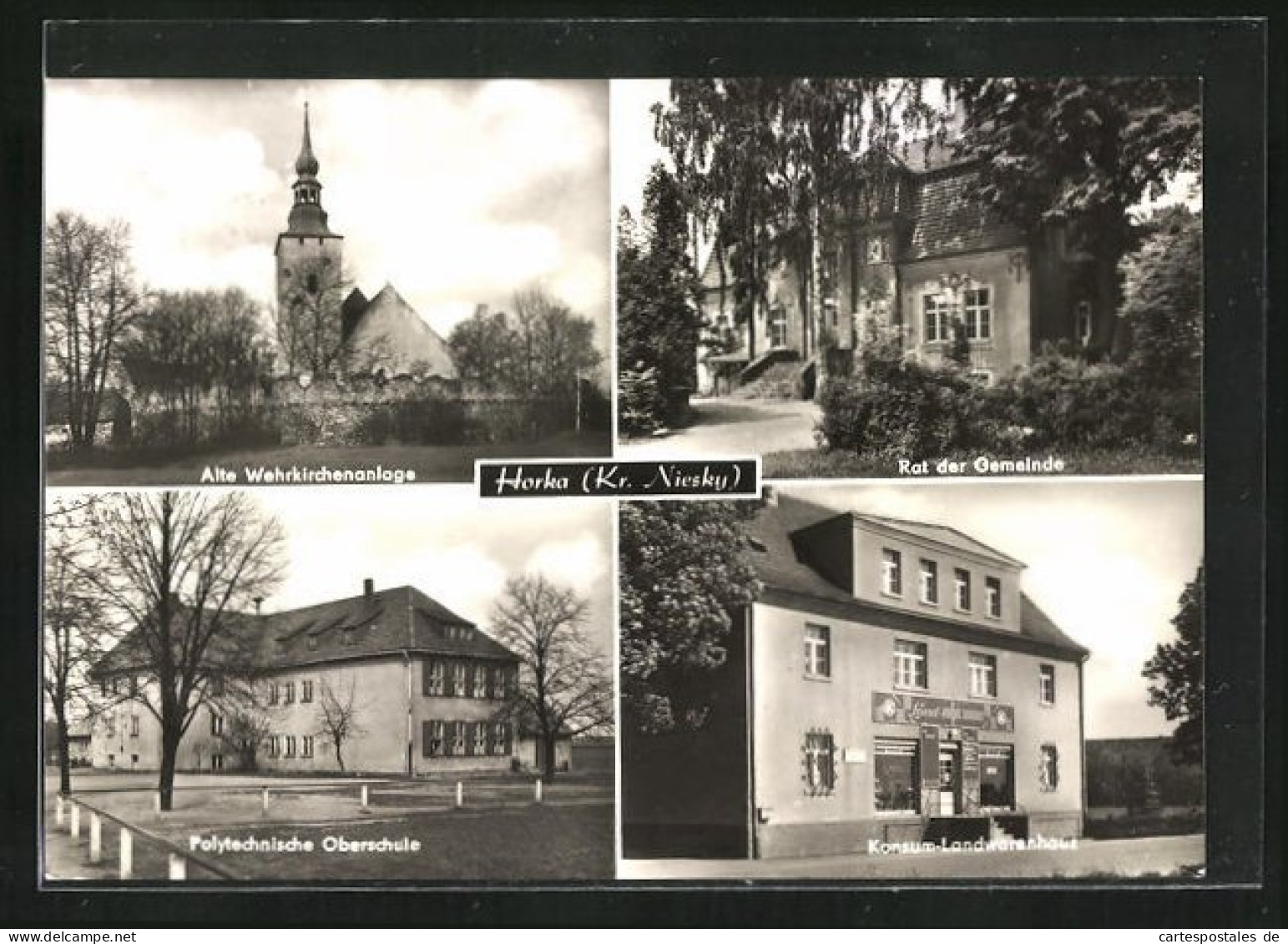 AK Horka / Niesky, Konsum-Landwarenhaus, Alte Wehrkirchenanlage, Rat Der Gemeinde, Oberschule  - Niesky