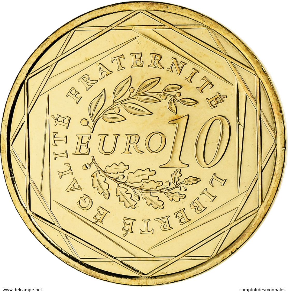 France, Semeuse, 10 Euro, 2009, Monnaie De Paris, FDC, Argent Plaqué Or - France