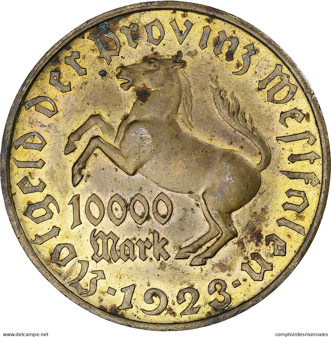 Allemagne, 10 000 Mark, 1923, Landesbank Der Provinz Westfalen, Tombac, TTB+ - Other & Unclassified