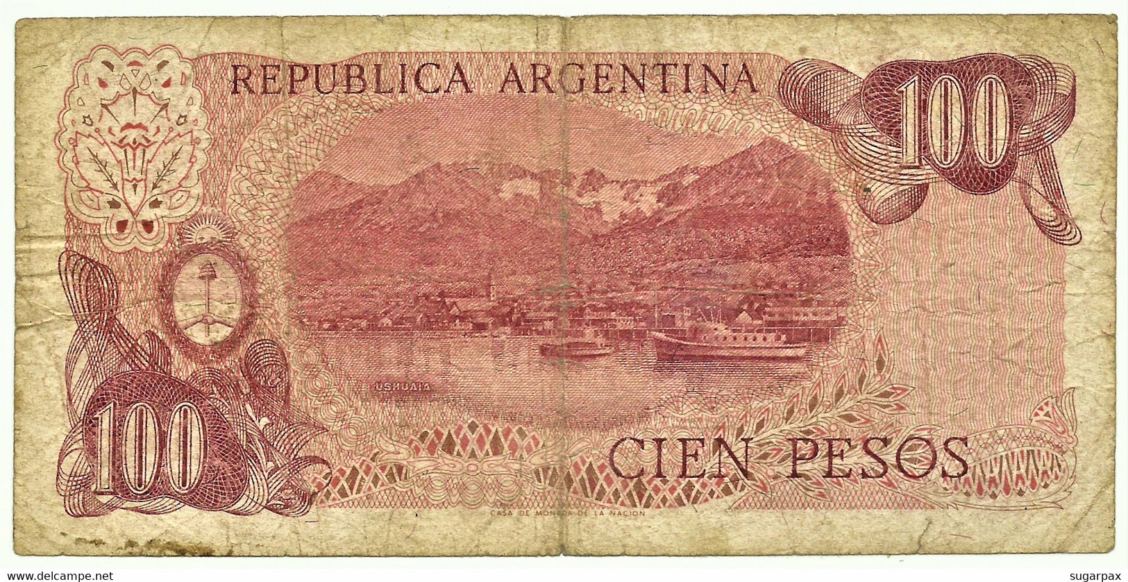 Argentina - 100 Pesos - ND ( 1976 - 1978 ) - Pick 302.b - Serie D - Sign. Titles C - General San Martin - Argentina