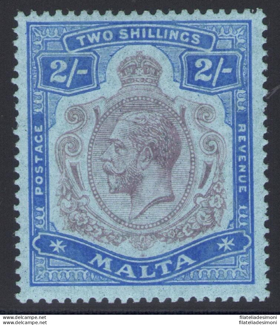 1914-21 MALTA 2s. 2 Scellini Pourple And Bright Blue  SG 86 MLH/* - Autres & Non Classés