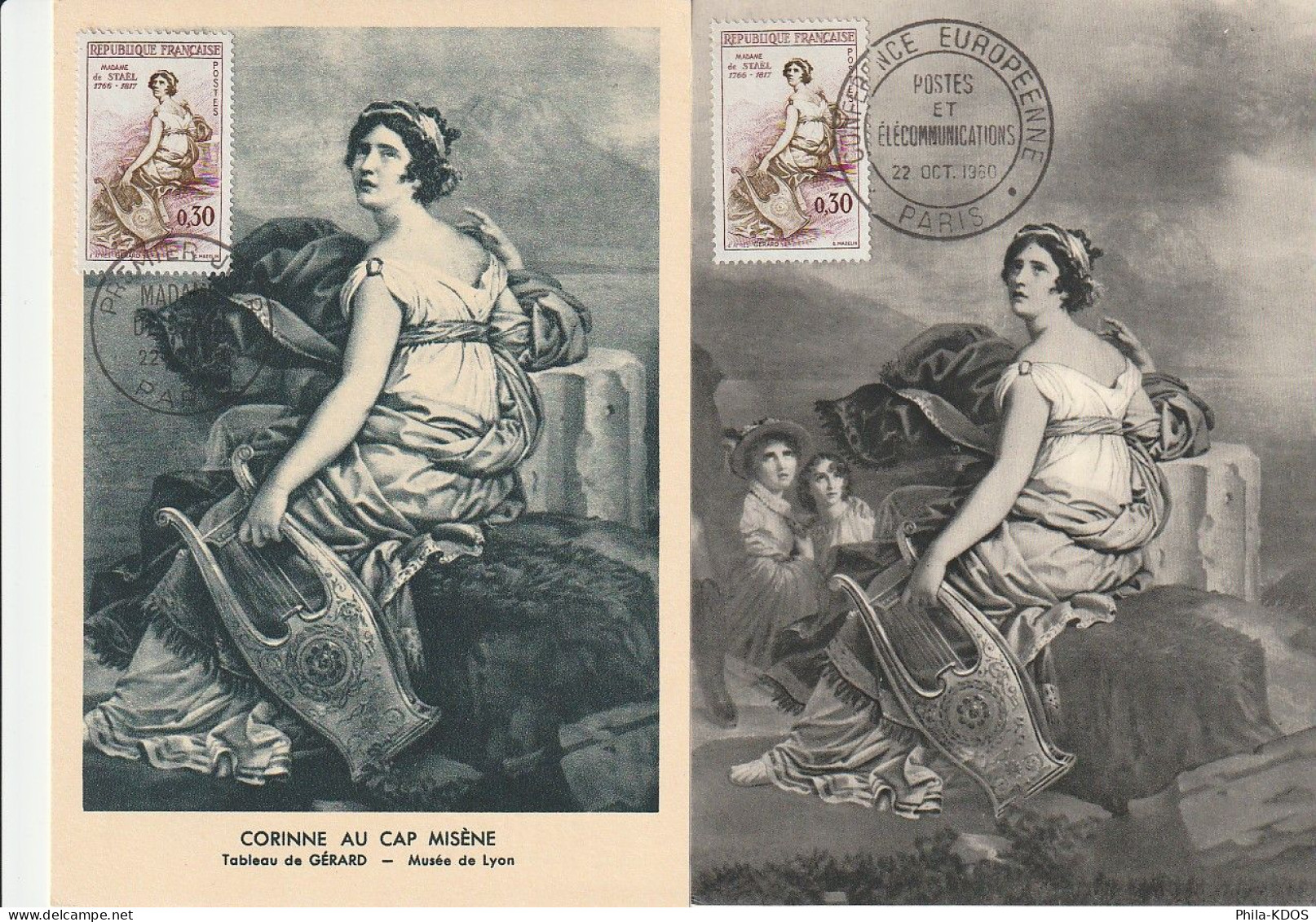 Lot " MADAME DE STAEL " Sur 2 Cartes Maximum De 1960 N° YT 1269 Parfait état. CM à Saisir !!! - Andere & Zonder Classificatie