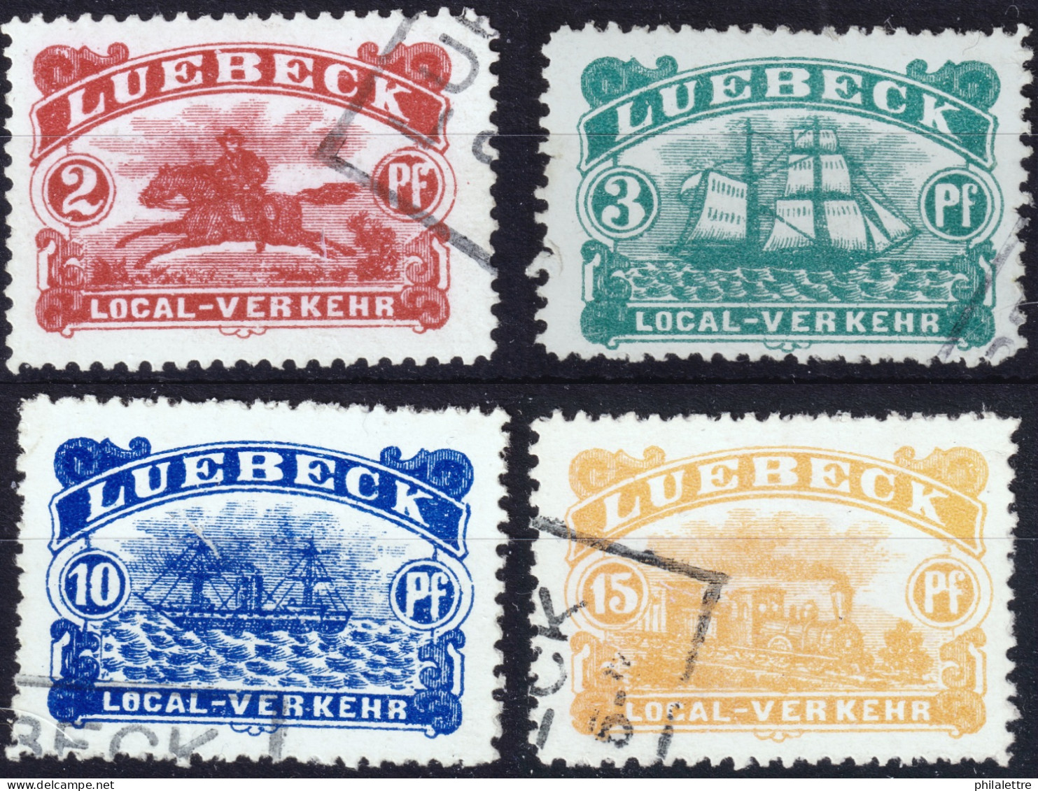 ALLEMAGNE / DEUTSCHLAND - 1888 LUEBECK Privatpost Ausgabe - 4 Werten - Gebrauchte - Sehrchön - Lübeck