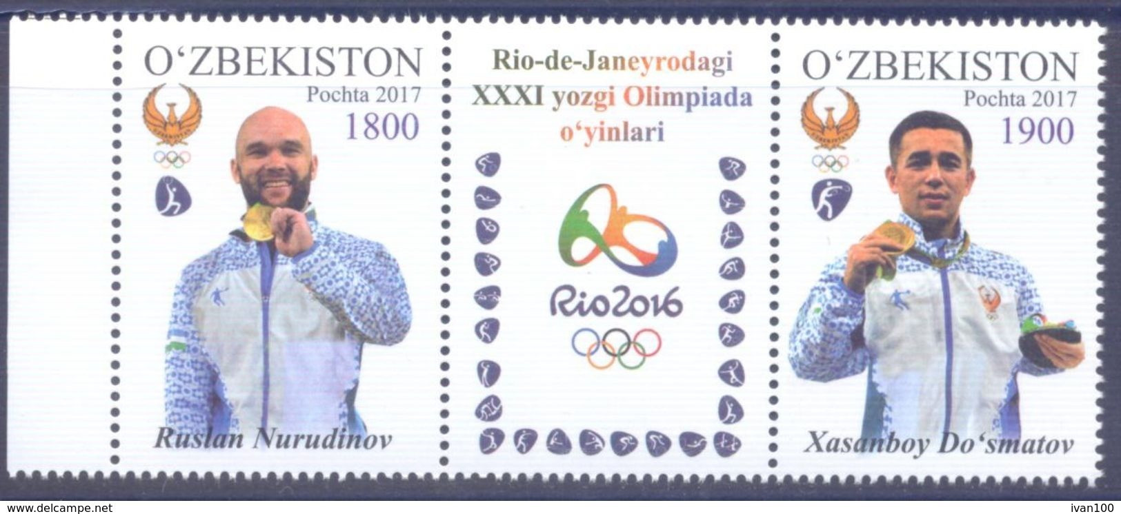 2017. Uzbekistan, Champions Of Olympic Games In Rio,  2v + Label, Mint/** - Ouzbékistan