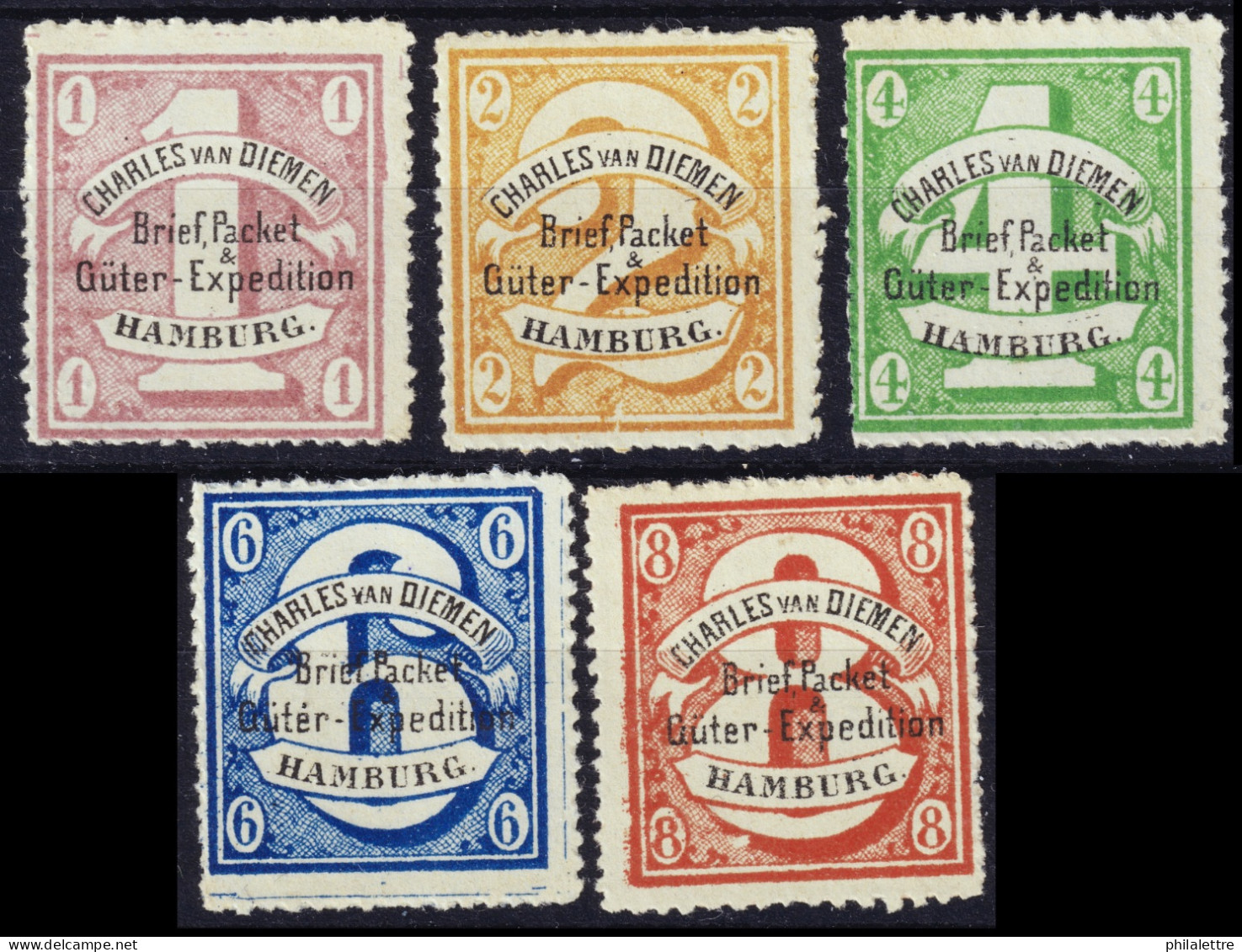 ALLEMAGNE / DEUTSCHLAND - 1864 HAMBURG C. Van Diemen Privatpost Ausgabe - 5 Werten - Ungebrauchte Ohne Gummi - Hamburg