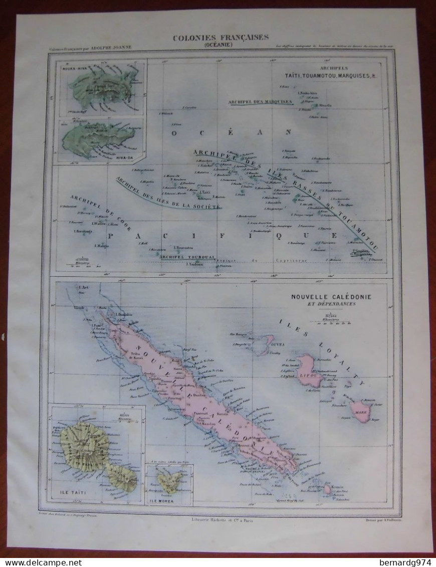 Océanie française : Trois Cartes Anciennes Par Joanne (1873) Et Migeon, Lecocq, Barbier (1880 Et 1890) - Carte Geographique