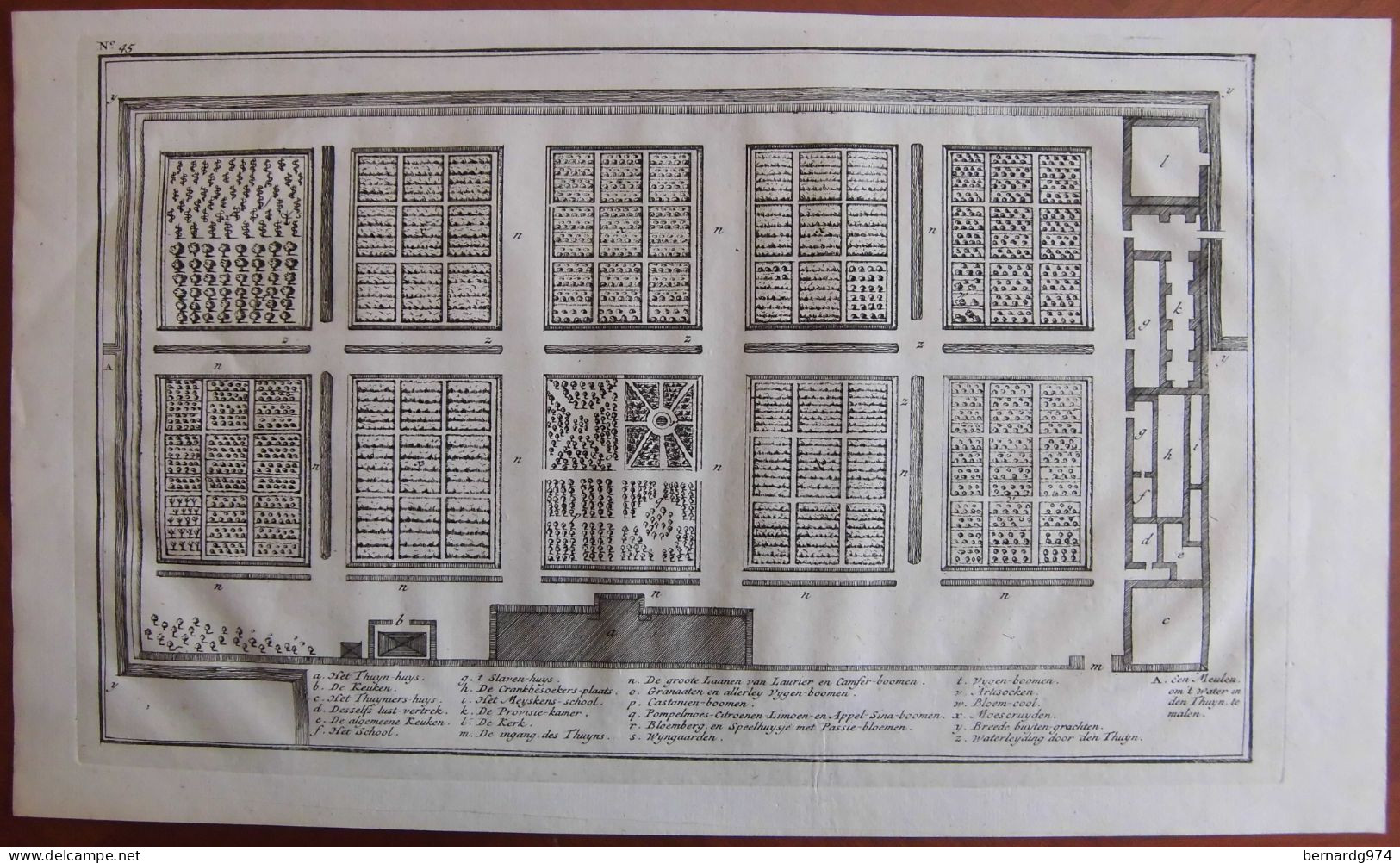 Afrique Du Sud  South Africa Le Cap :  Rare  Plan Du Jardin Principal  Par Valentyn (1725) - Carte Topografiche