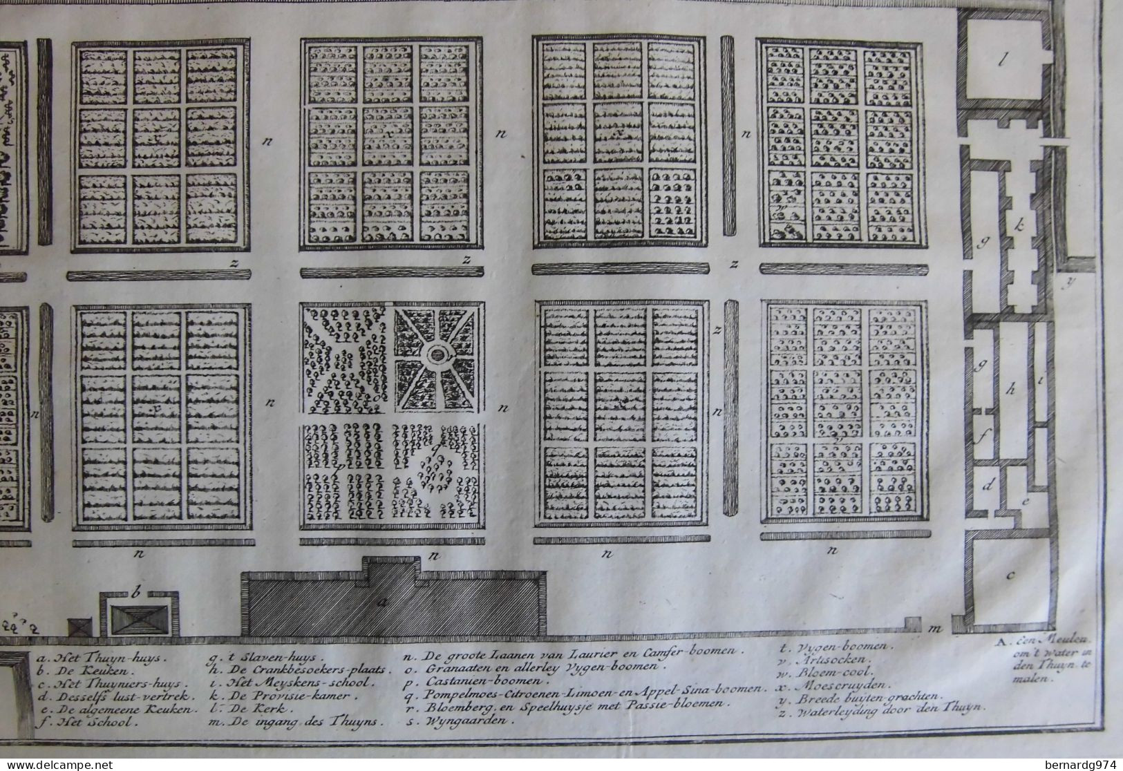 Afrique Du Sud  South Africa Le Cap :  Rare  Plan Du Jardin Principal  Par Valentyn (1725) - Carte Topografiche
