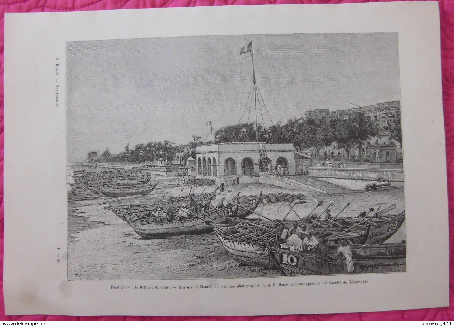 Inde Pondichery : Eleven Antique Prints 19è Century - Carte Topografiche