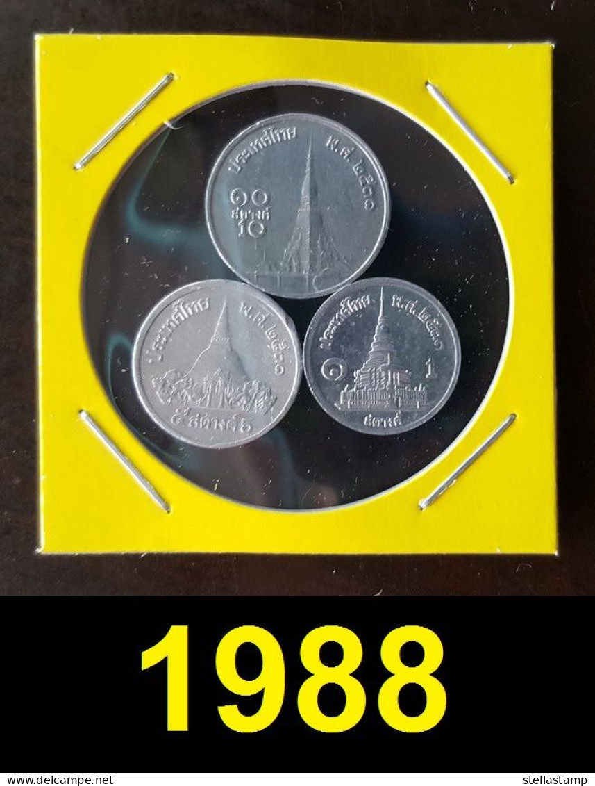 Thailand Coin 1-5-10 SATANG Aluminum Year 1988 - Tailandia