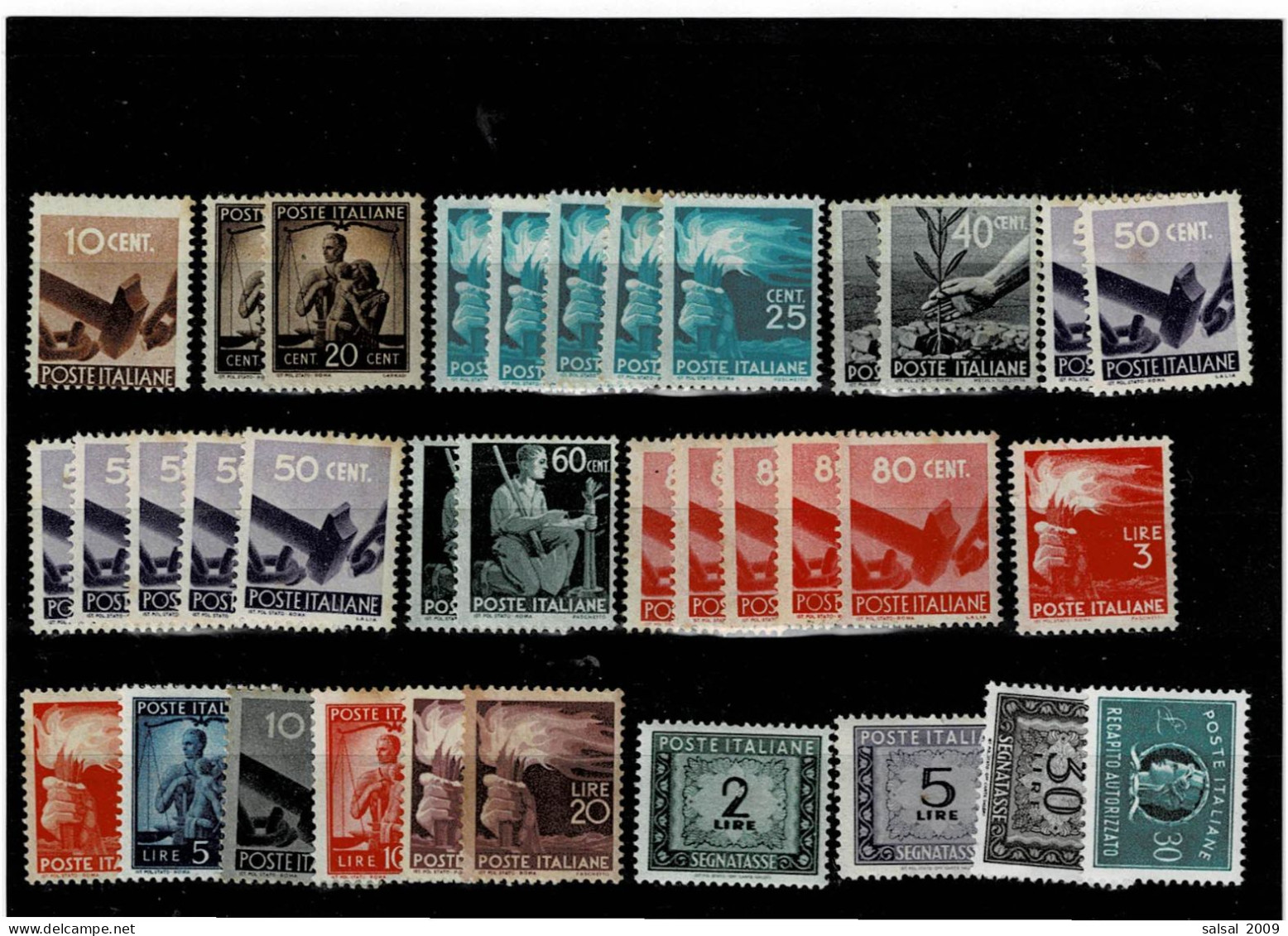 ITALIA REPUBBLICA ,"Democratica",34 Pezzi MNH ,lievi Difetti ,qualita Discreta - 1946-60: Mint/hinged