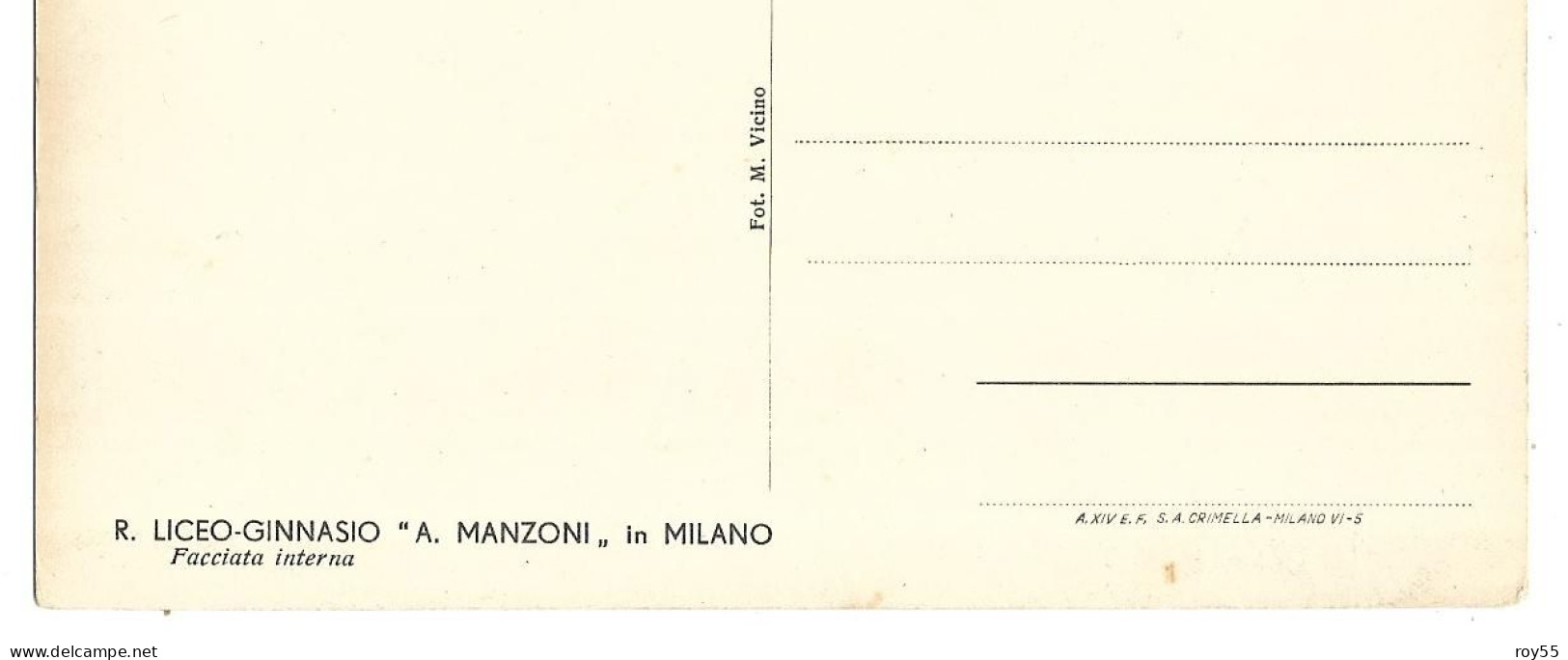 Lombardia Milano R.liceo Ginnasio A.manzoni Veduta Facciata Interna Edificio - Schools