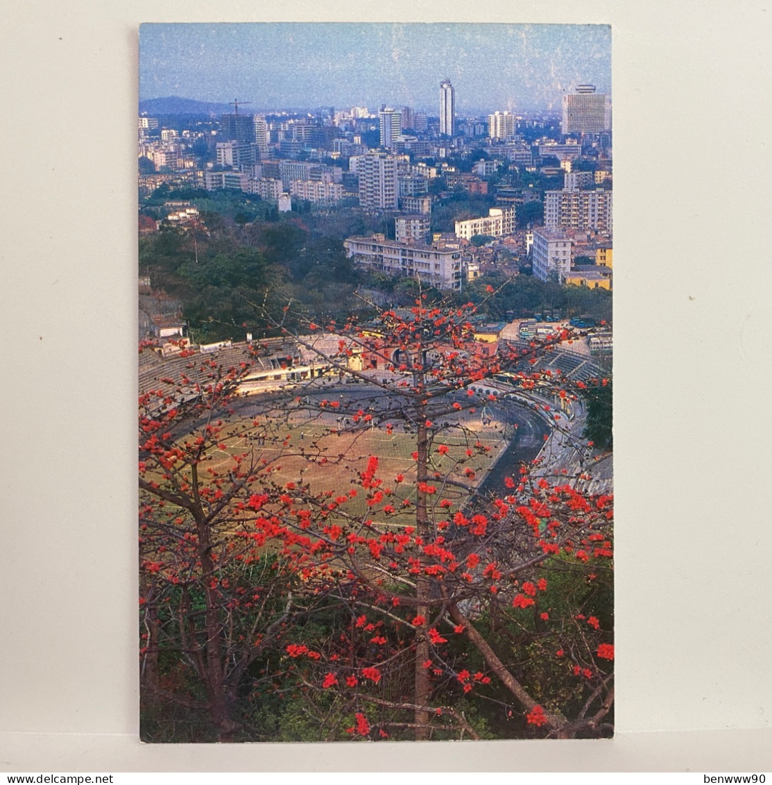 Yuexiushan Stadium, Guangzhou With Its Kapok Trees In Bloom, Stadion, Stade De Football, GUANGZHOU CHINA Postcard - Stadiums