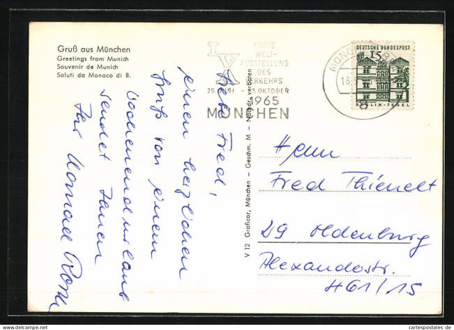 AK München, Verkehrs-Weltausstellung 1965, Puffing Billy, Rakete, Ford Von 1921, Fernsehturm, Liebfrauenkirche  - Expositions