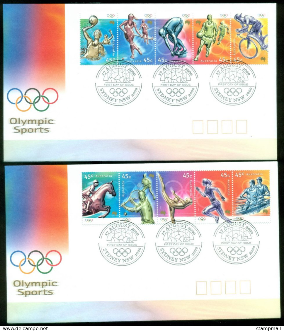 Australia 2000 Summer Olympic Sports 2xFDC - Sobre Primer Día (FDC)