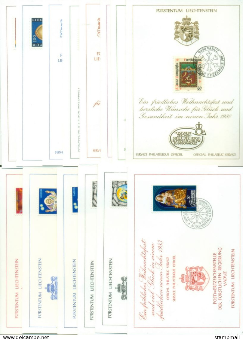 Liechtenstein 1982-1996 Philatelic Service Greeting Xmas Cards 15xAsst - Maximum Cards