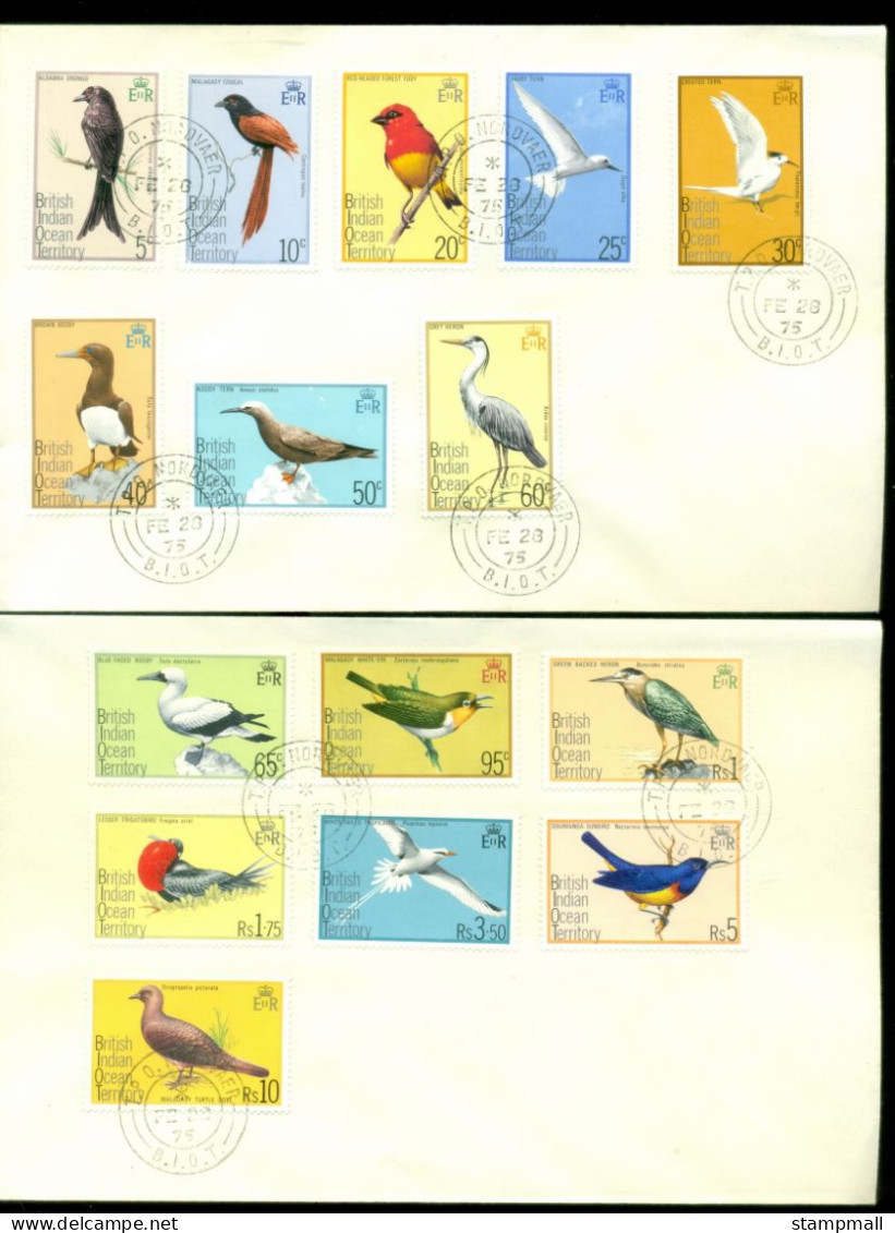 BIOT 1975 Pictorials, Birds 2xFDC(XL) - Ascension