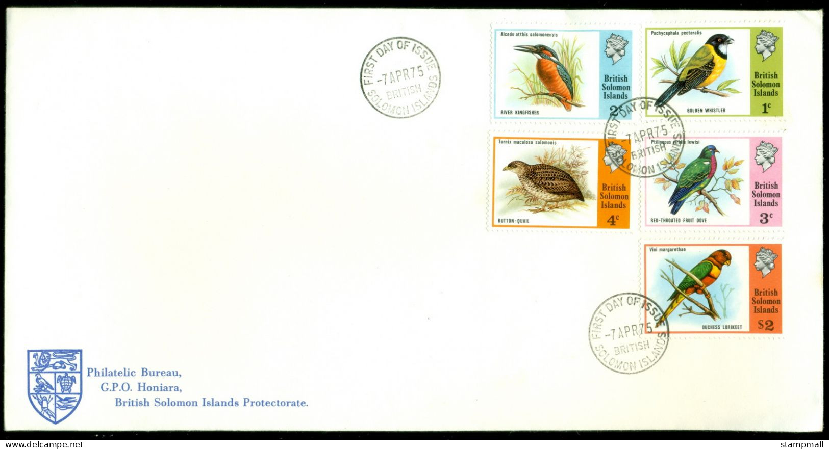 Solomon Is 1975 Birds Definitives Inscribed British Solomon Islands FDC(XL) - Salomon (Iles 1978-...)