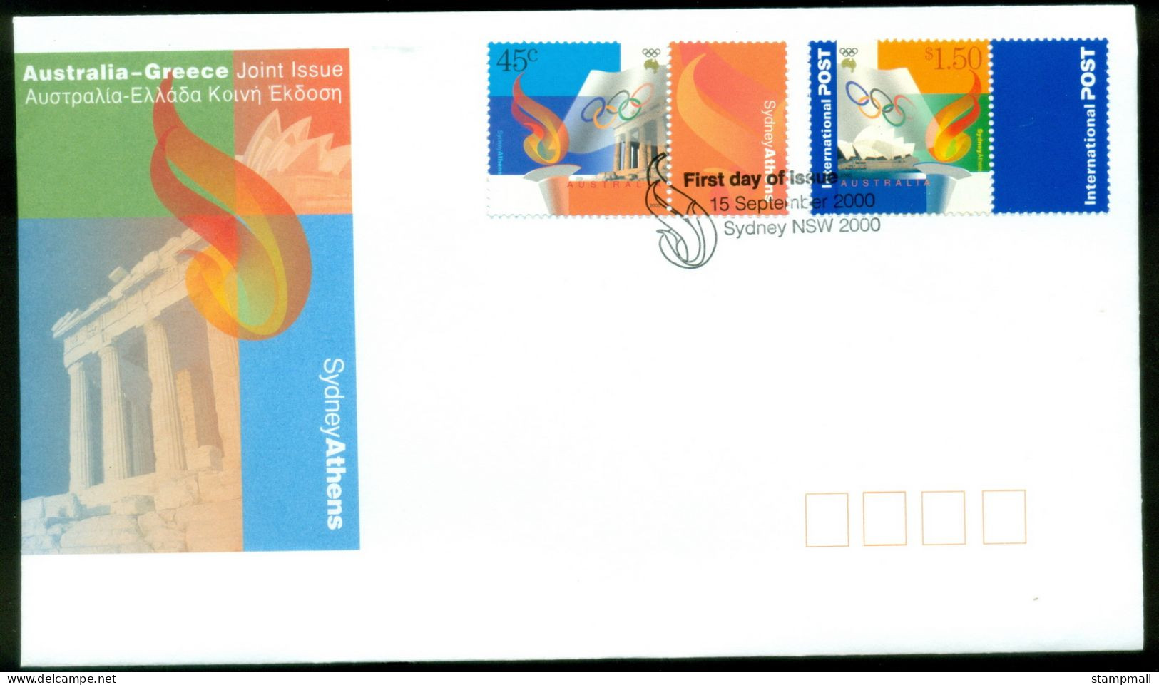 Australia 2000 Sydney-Athens Olympics Joint Issue FDC - Sobre Primer Día (FDC)