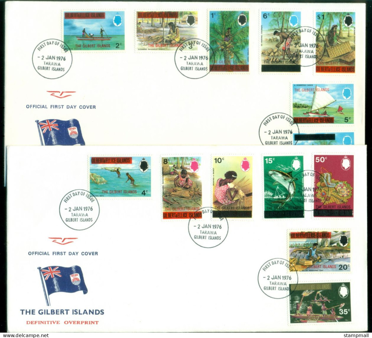 Gilbert Is 1976 Pictorials Opt. The Gilbert Islands On Gilbert & Ellice Is 2x FDC(XL) - Gilbert & Ellice Islands (...-1979)