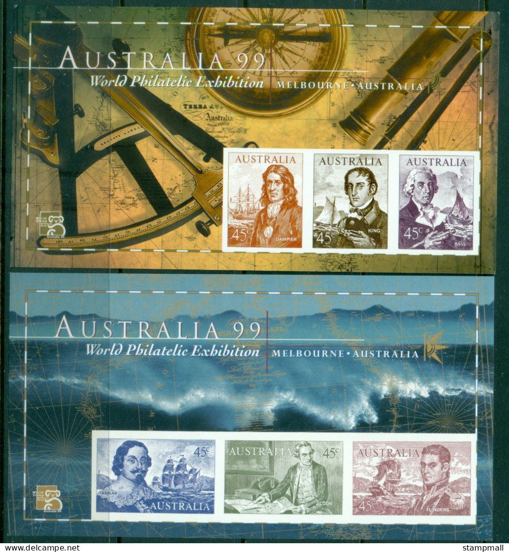 Australia 1999 Navigators, World Philatelic Exhibition Melbourne 2x MS IMPERF - Beaumes De Venise