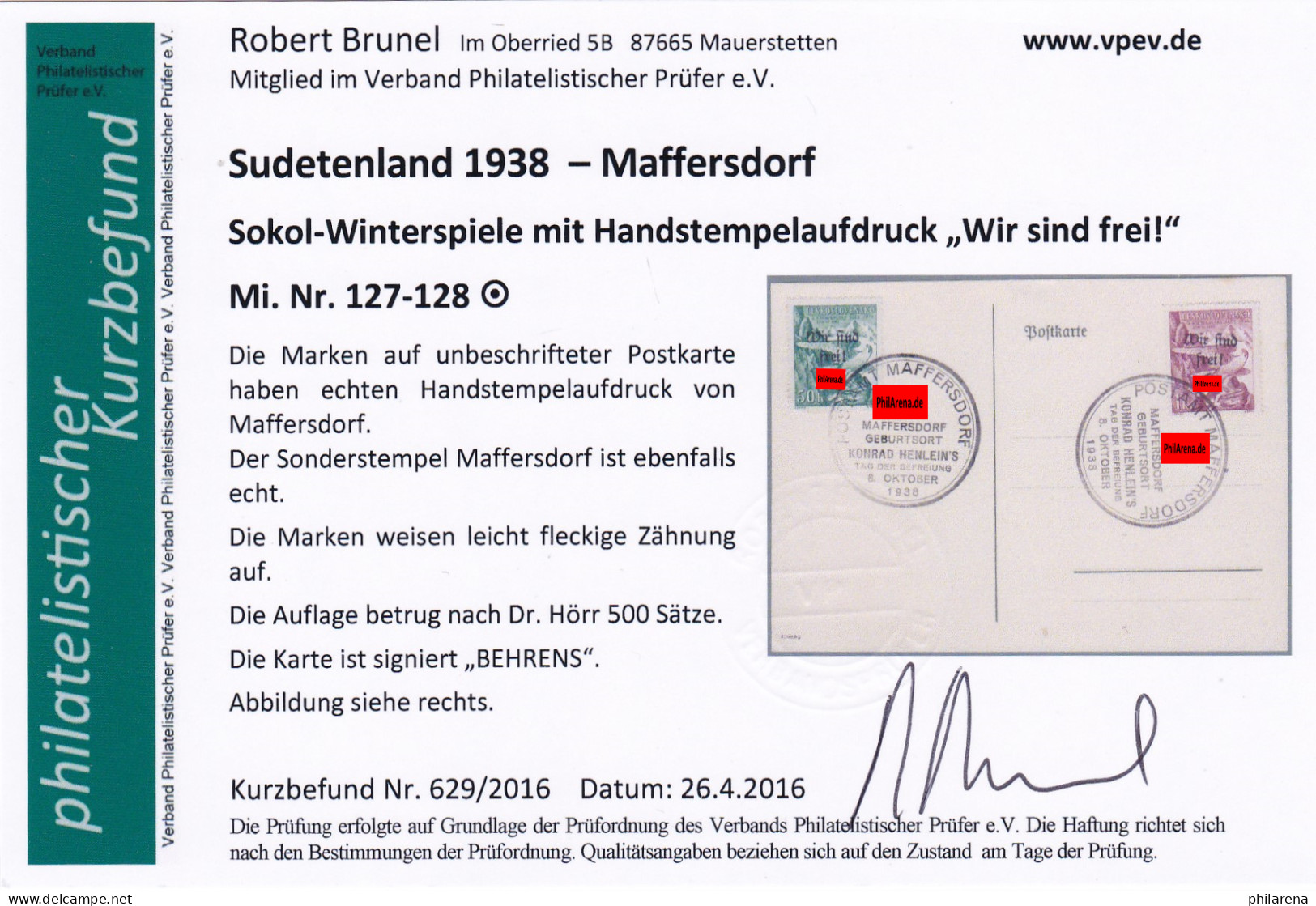 Sudetenland: MiNr. 127-128, Sokol Winterspiele - Sudetenland