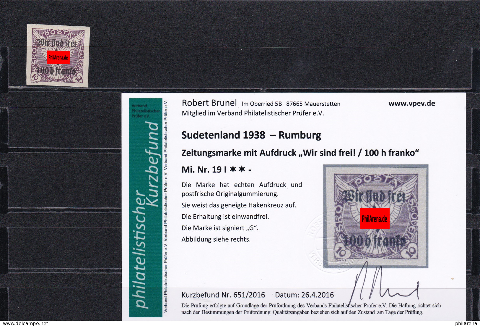 Sudetenland: MiNr. 19I, **, Rumburg - Sudetenland