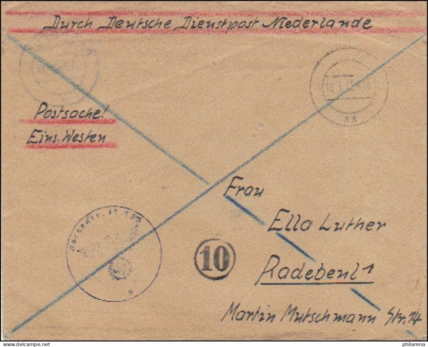 Durch Deutsche Dienstpost NL - Postsache Einsatz Westen - Postschutz - Otros & Sin Clasificación