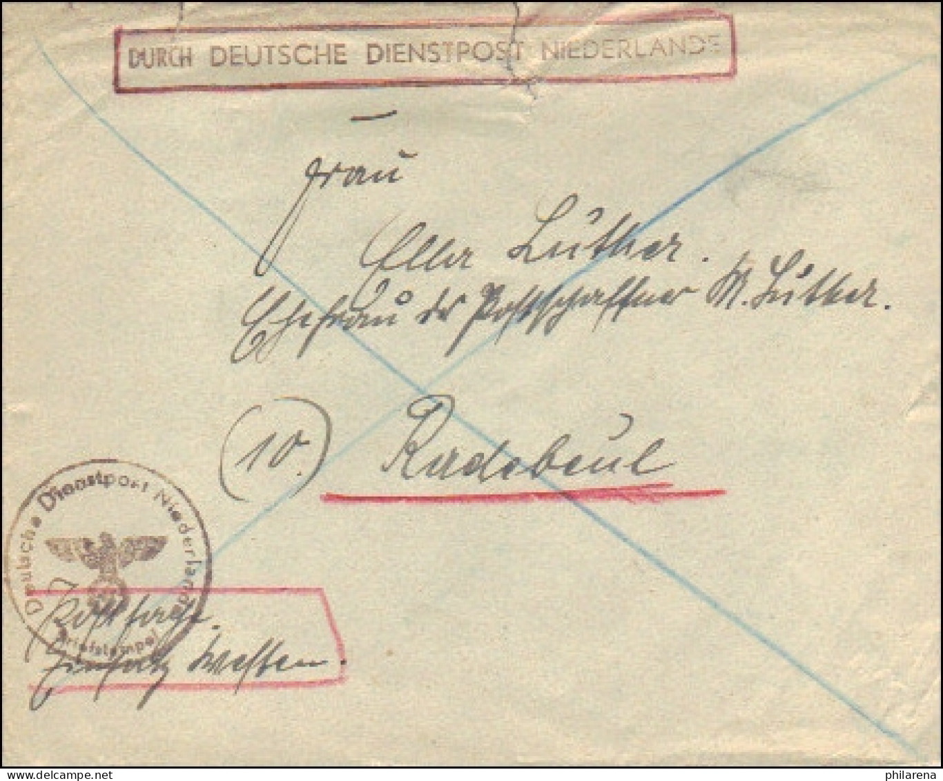 Durch Deutsche Dienstpost Niederlande - Postschutz - Postsache Einsatz Westen - Other & Unclassified