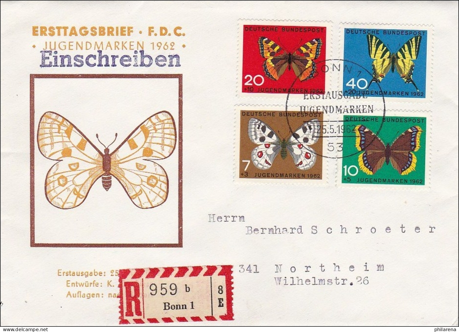 Ersttagsbrief FDC 1962 Wohlfahrtsmarken Als R-Brief - Sonstige & Ohne Zuordnung