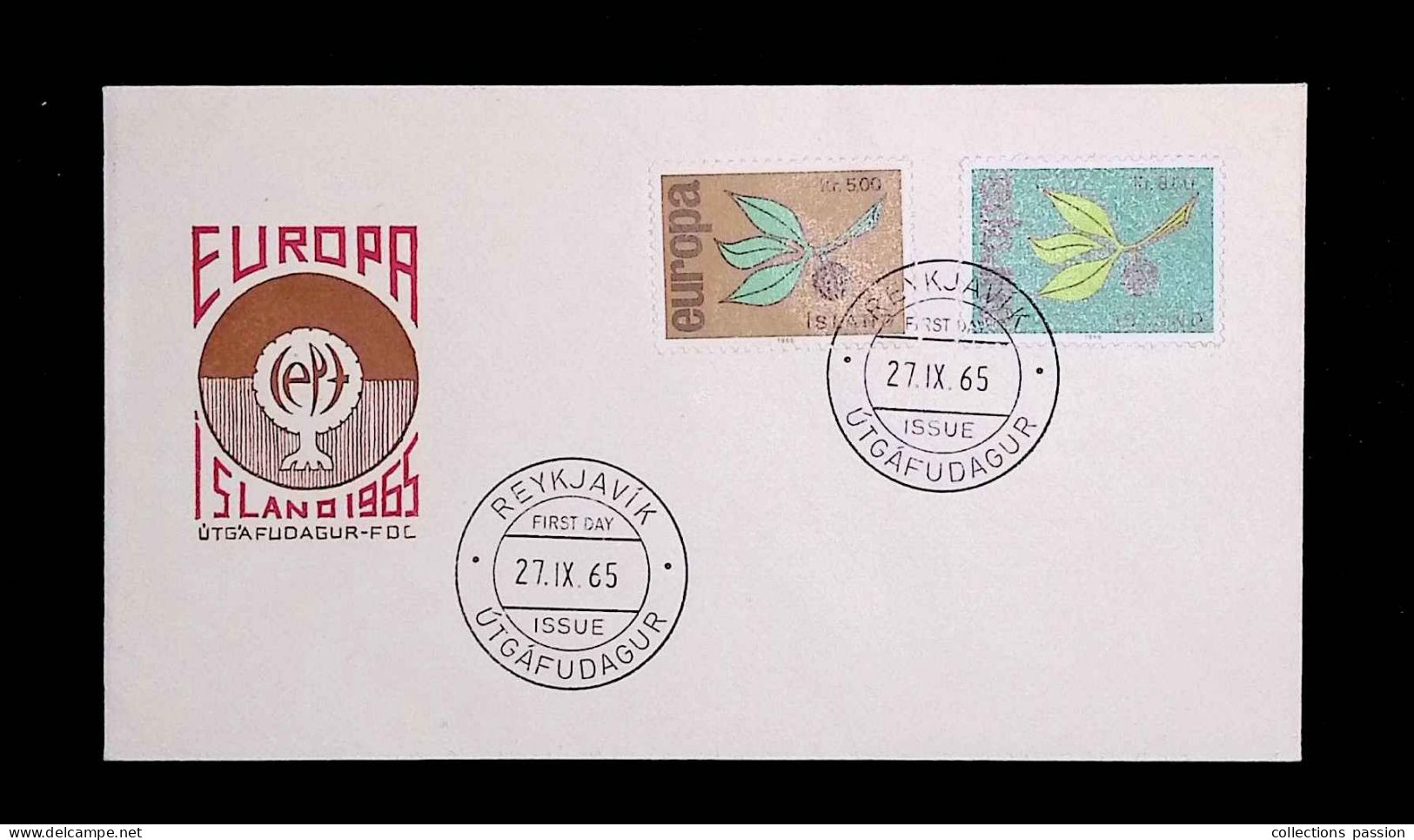 CL, FDC, First Day, Islande, Island, Utgafudagur, 27.IX.1965, Europa - FDC