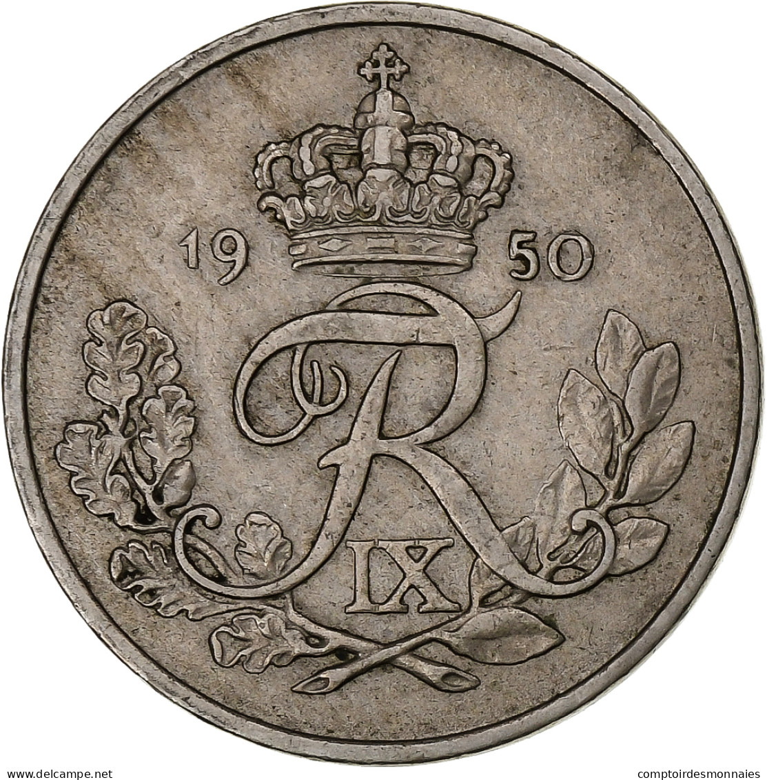 Danemark, Frederik IX, 25 Öre, 1950, Copenhagen, Cupro-nickel, TTB, KM:842.1 - Danemark