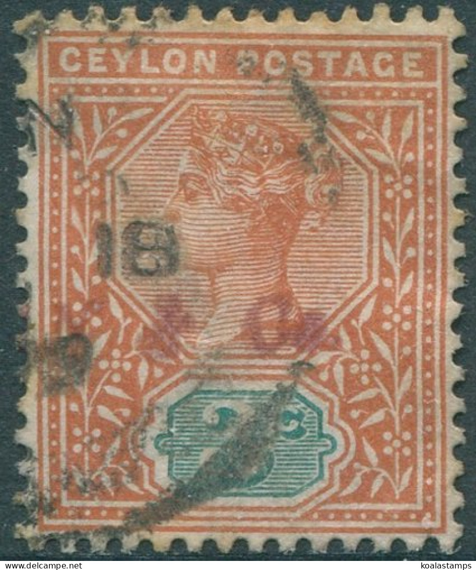 Ceylon 1893 SG245 3c Terracota And Blue-green QV Light Toning FU (amd) - Sri Lanka (Ceilán) (1948-...)