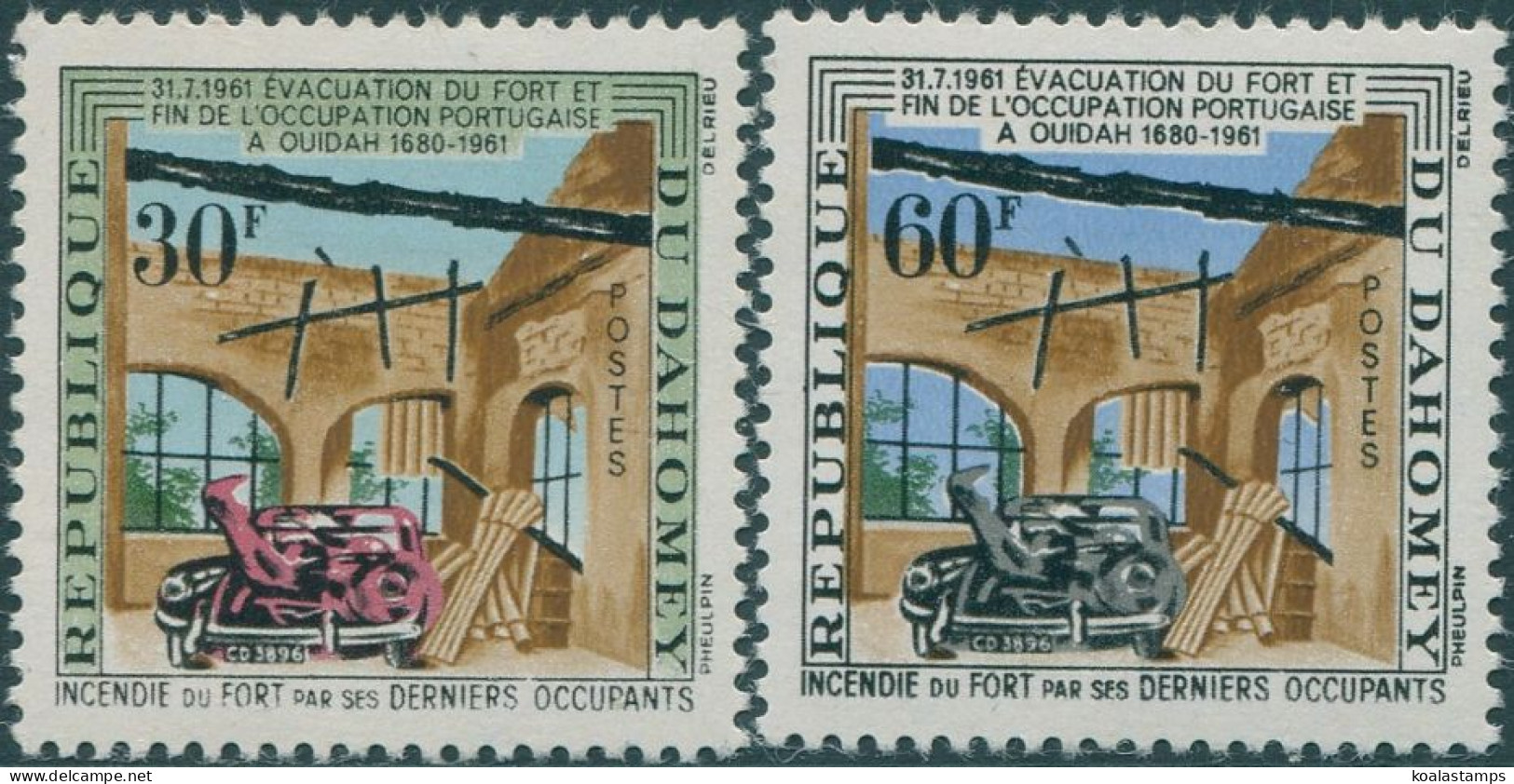 Dahomey 1962 SG165-166 Fort Ouidah Set MLH - Bénin – Dahomey (1960-...)