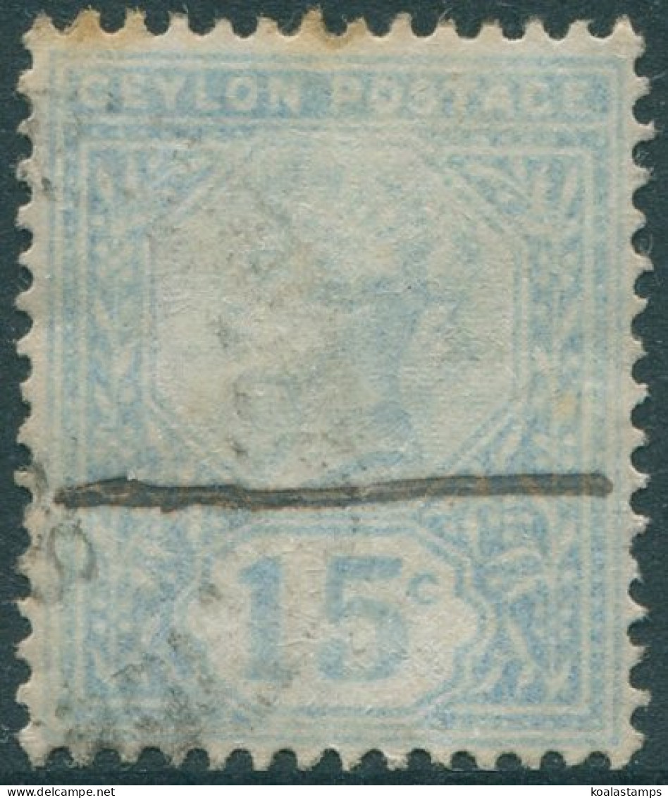 Ceylon 1899 SG261 15c Blue QV Faded Toned Perfs FU (amd) - Sri Lanka (Ceilán) (1948-...)